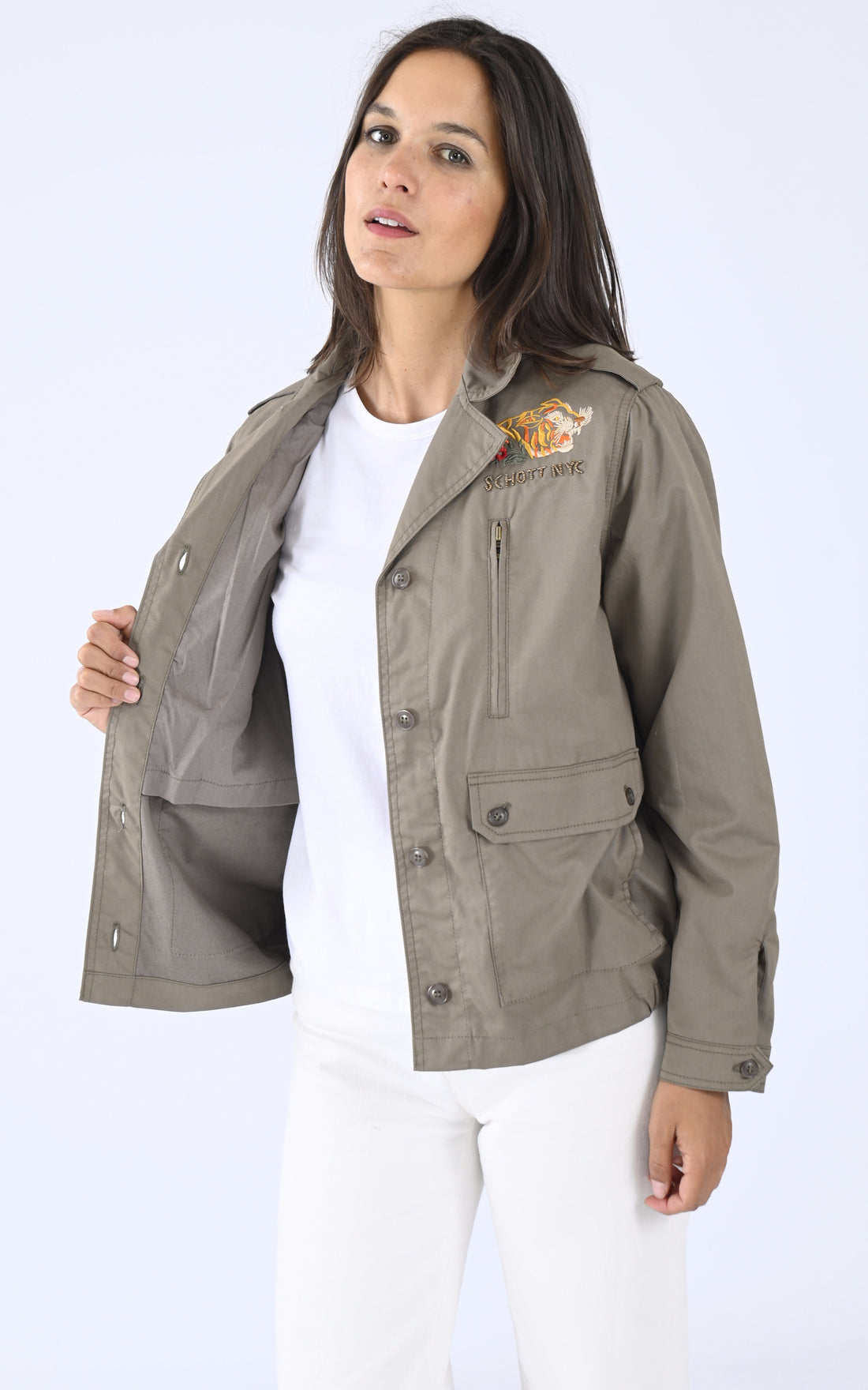 A "ABILENEW" Kaki Schott Blouson Femme opened photo