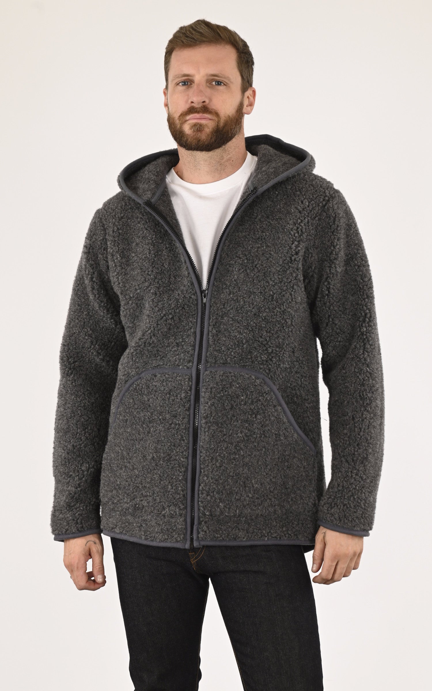 A "WOO" Gris La Canadienne Veste Homme closed photo