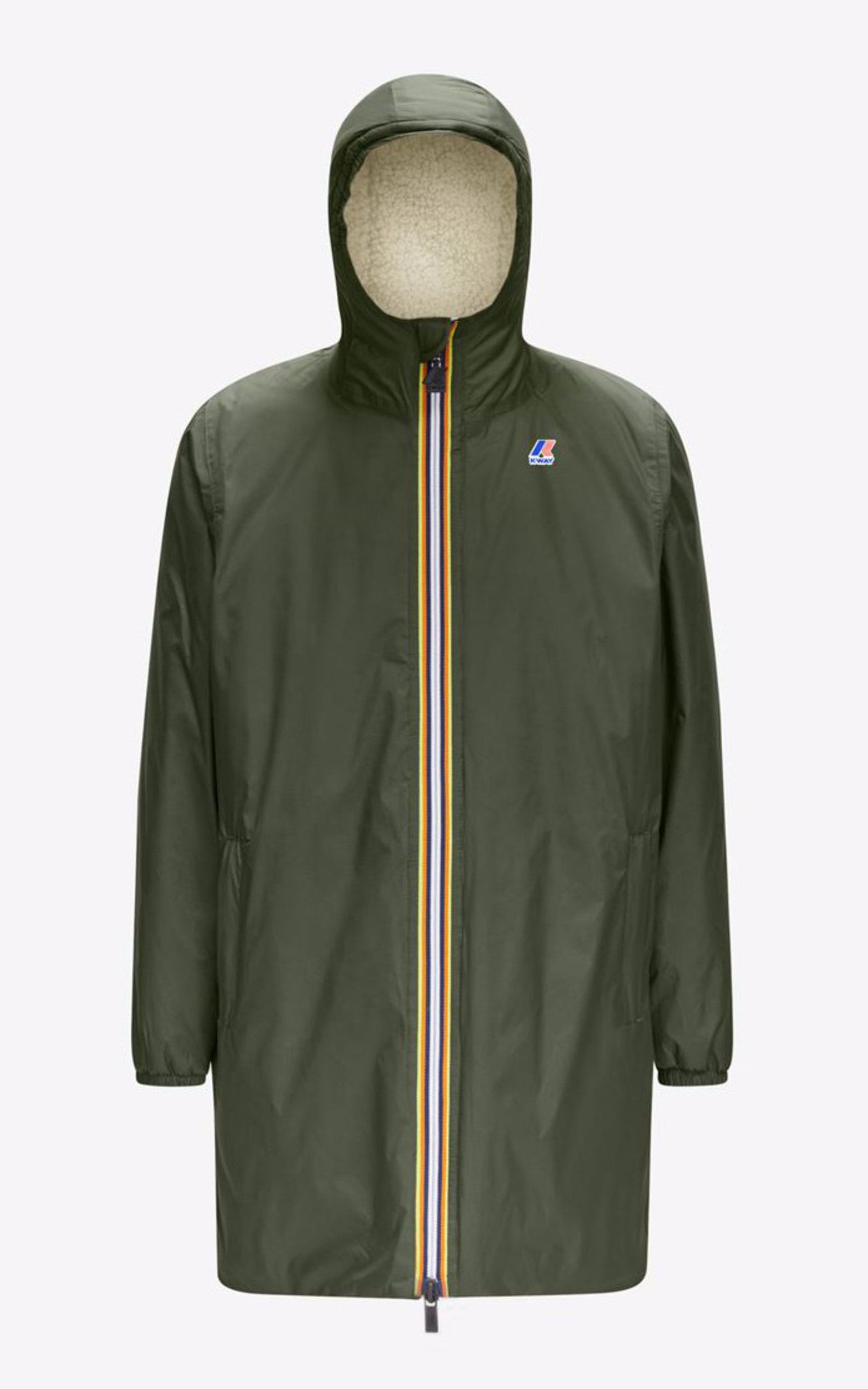 A "EIFFEL ORSETTO KIDS K71219W" Kaki K-Way Blouson Enfant opened photo