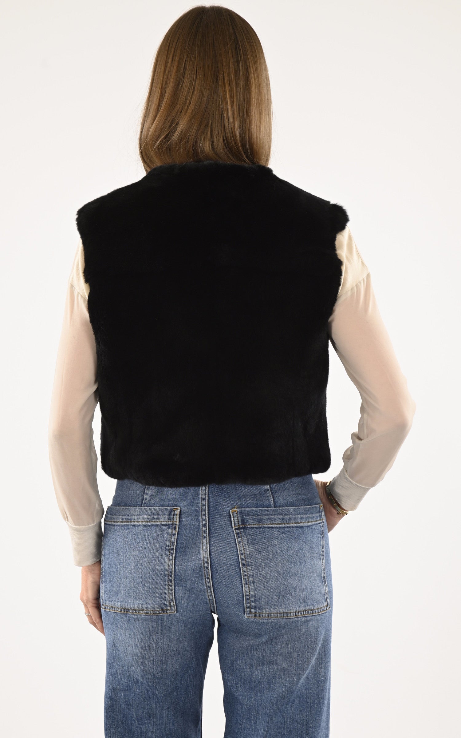 A "CELIE" Noir La Canadienne Gilet Femme back photo