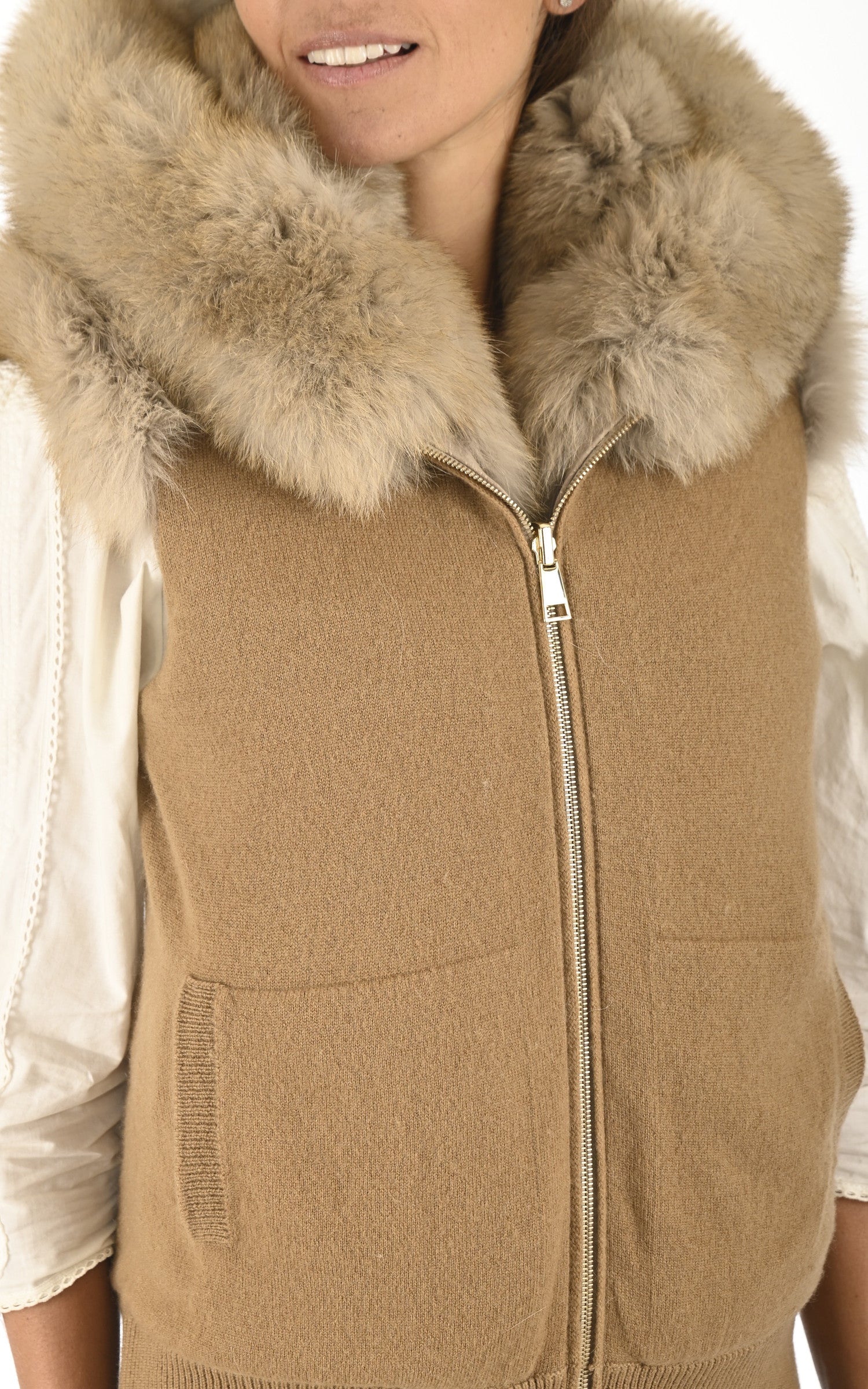 A "T602XF" Beige Suprema Gilet Femme details photo 5