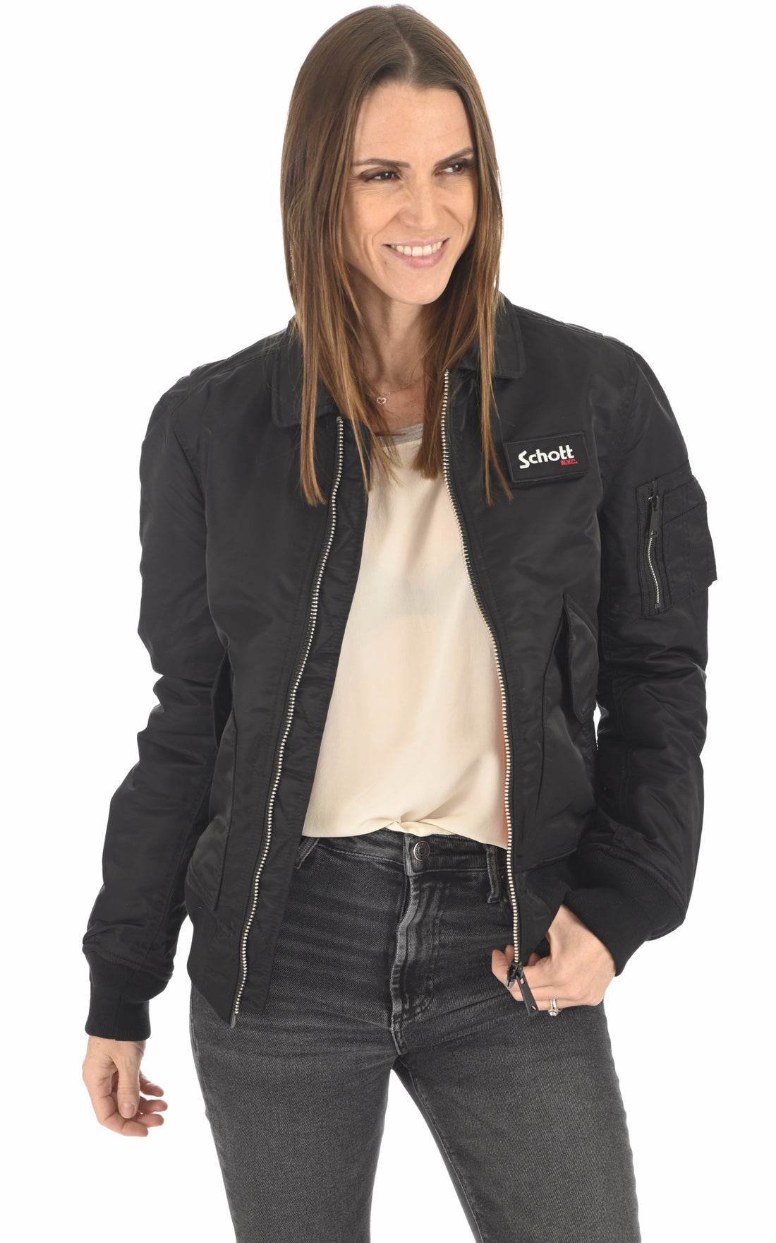A "210100 RS" Black Schott Blouson Mixte opened photo