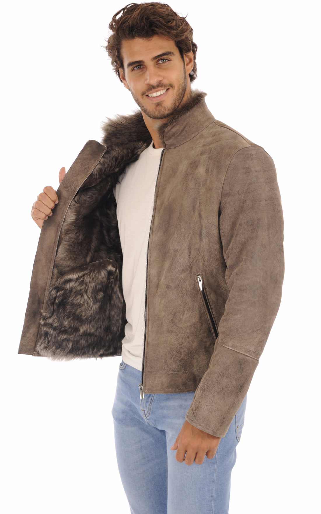 A "TRENDY" Taupe La Canadienne Blouson Homme opened photo