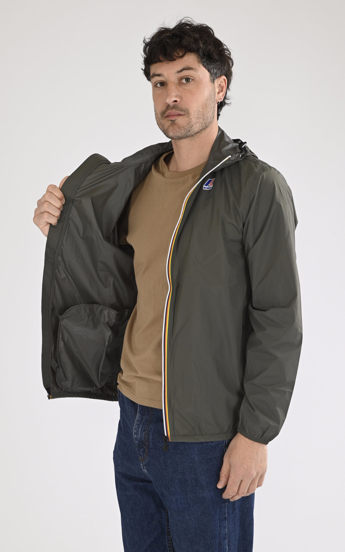 A "CLAUDE K2123ZW" Kaki K-Way Blouson Mixte opened photo