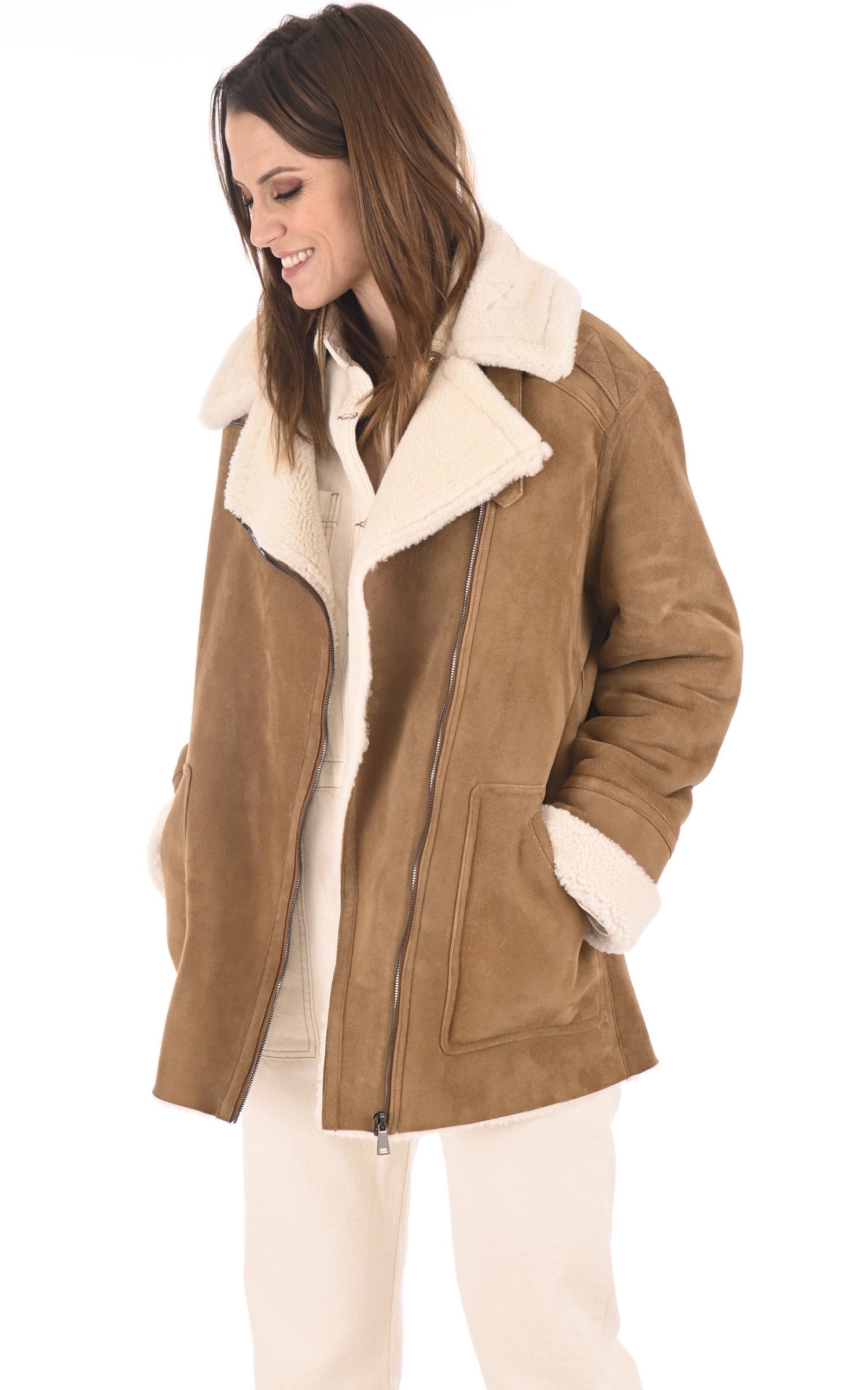 A "ARLANE FF" Camel La Canadienne Veste Femme opened photo