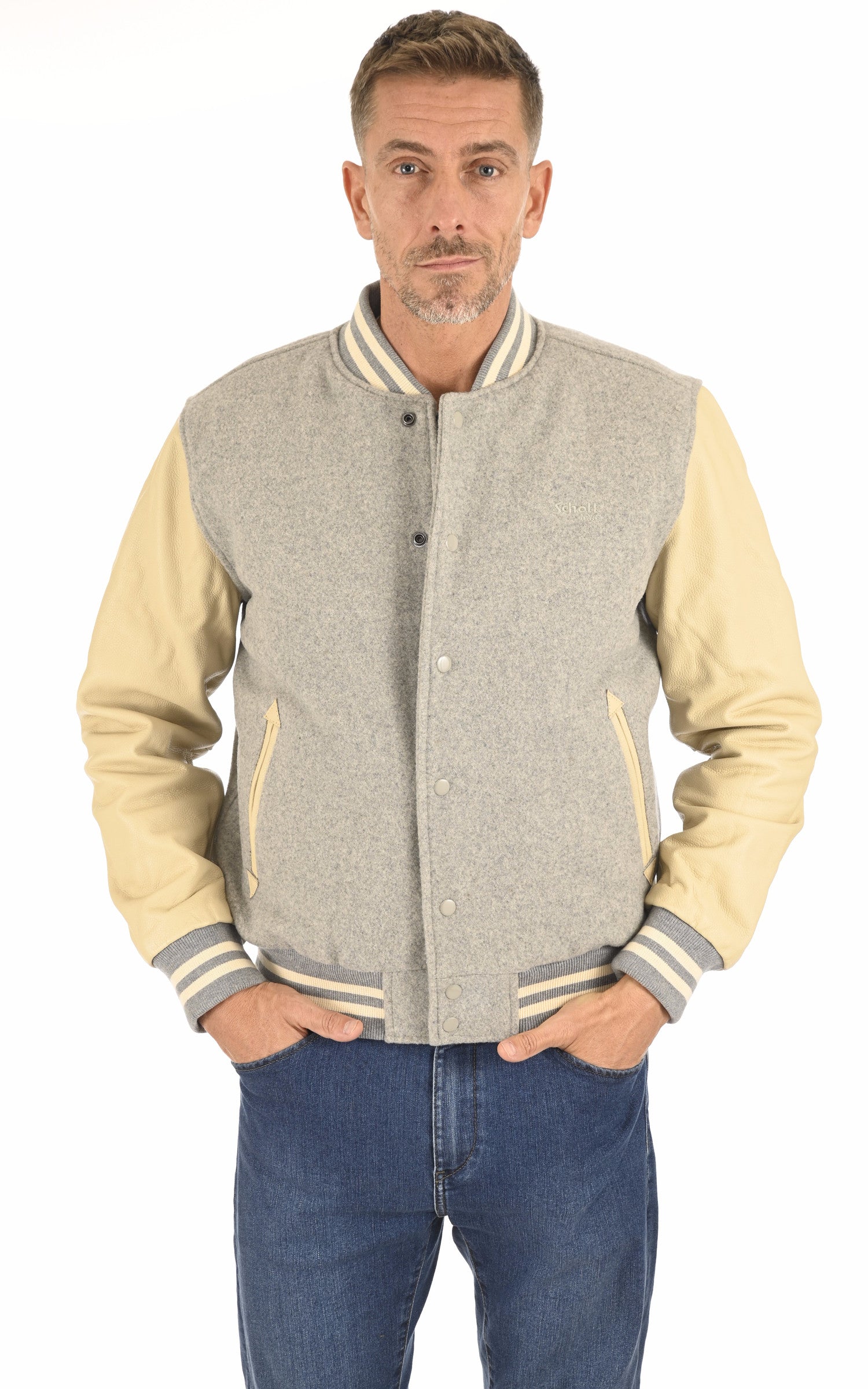 A "LC8705" Gris Schott Blouson Homme closed photo