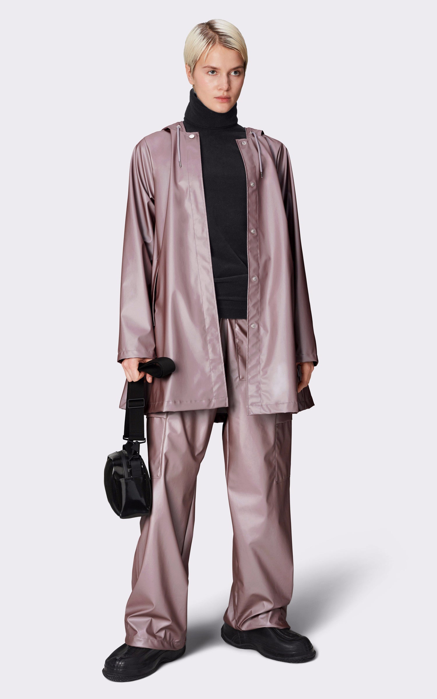 A "18050 A-LINE JACKET" Violet Rains 3/4 Femme back photo
