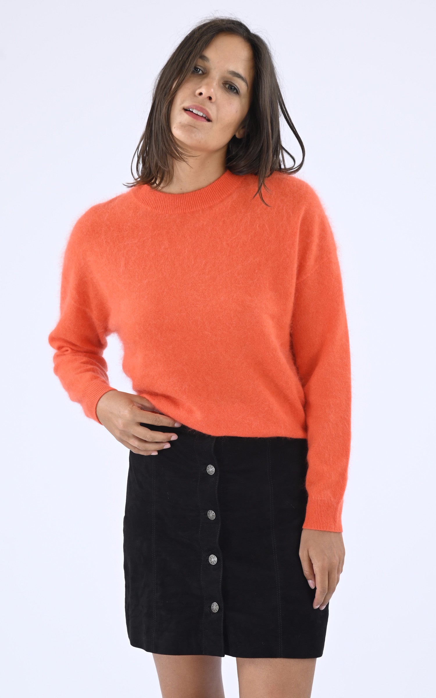 A "MARINETTE" Orange Les Tricots de Léa Pull Femme closed photo