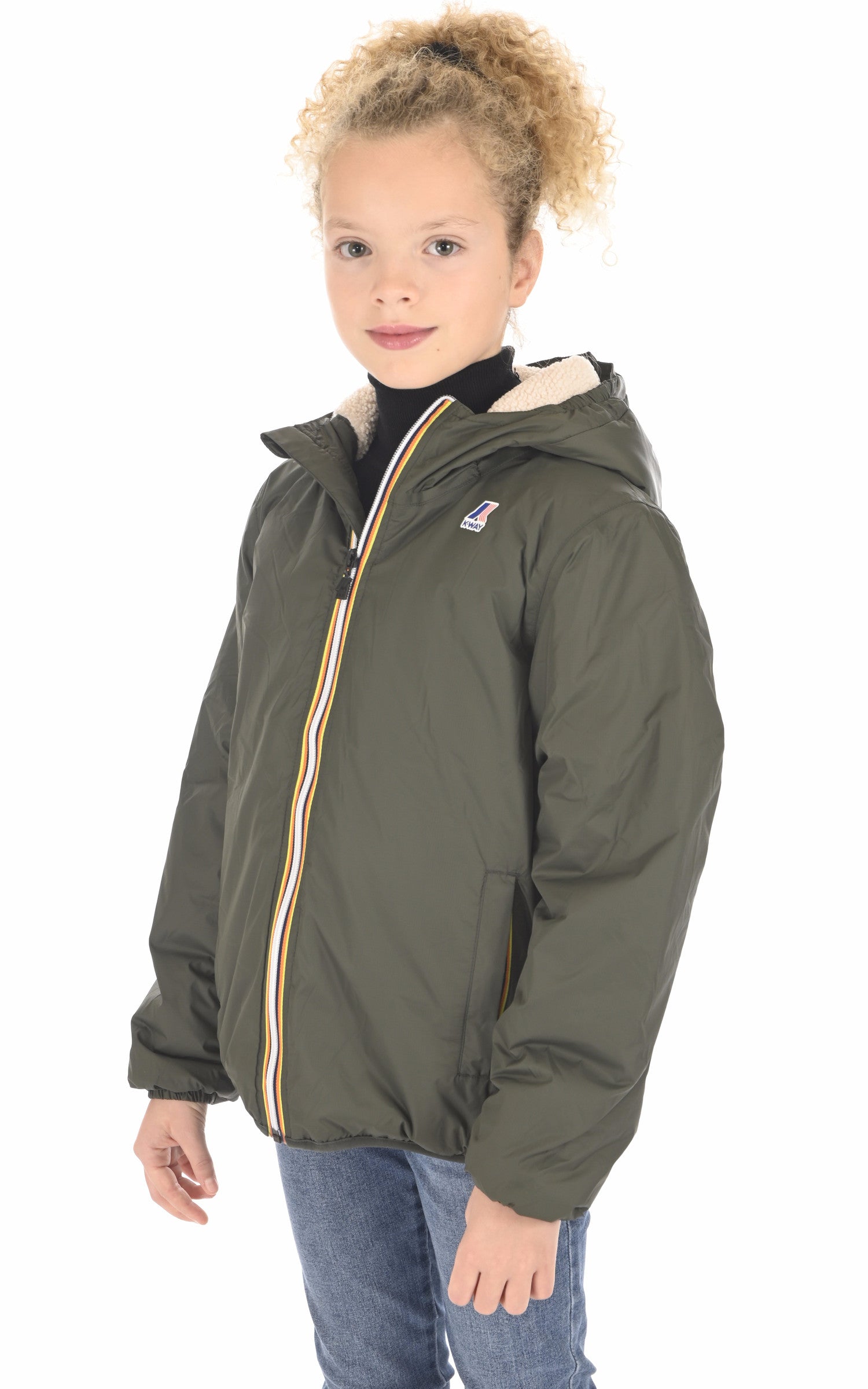A "CLAUDE ORSETTO KIDS K6115FW" Kaki K-Way Blouson Enfant closed photo