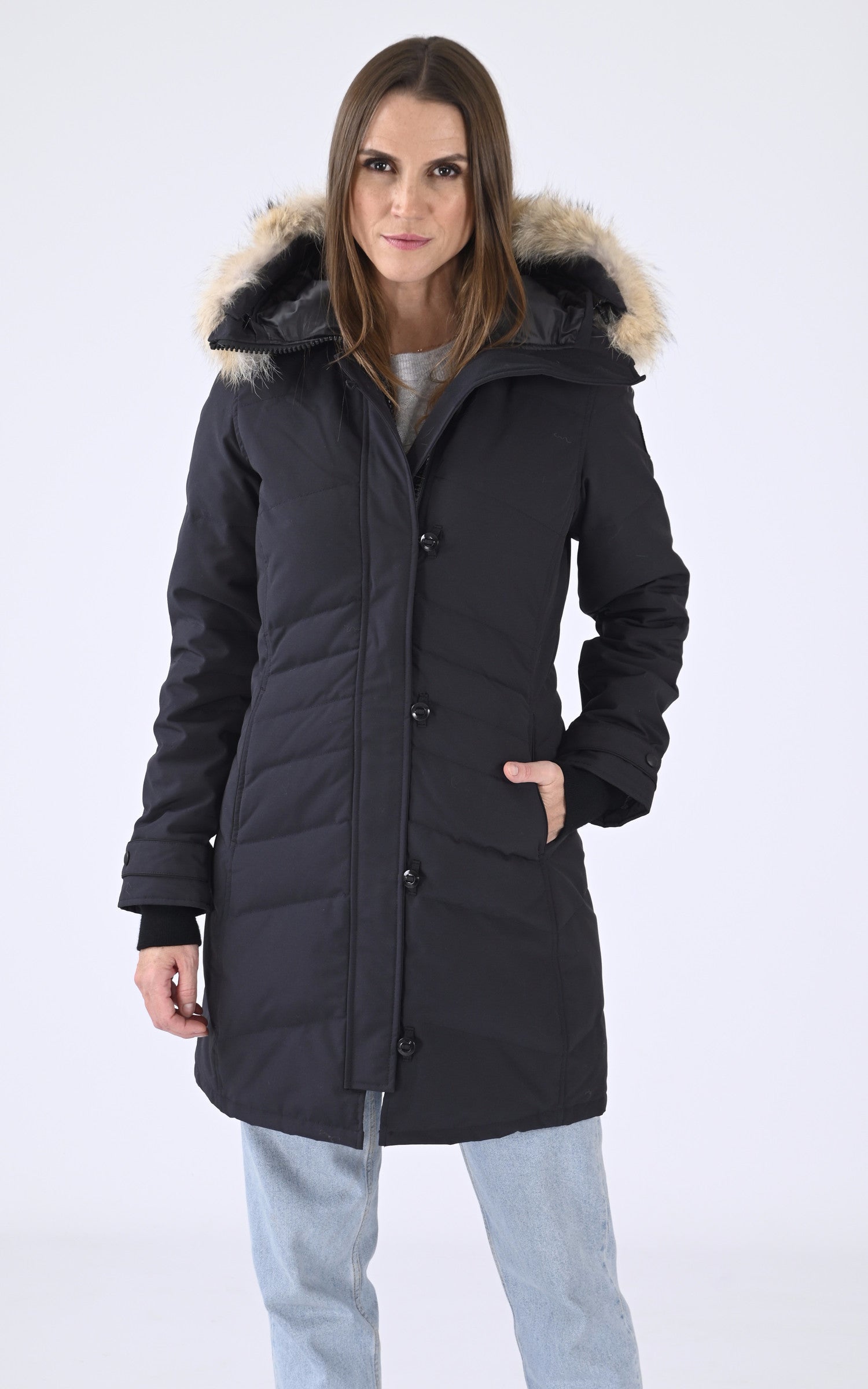 A "LORETTE 2090LB" Navy Canada Goose 3/4 Doudoune Femme opened photo