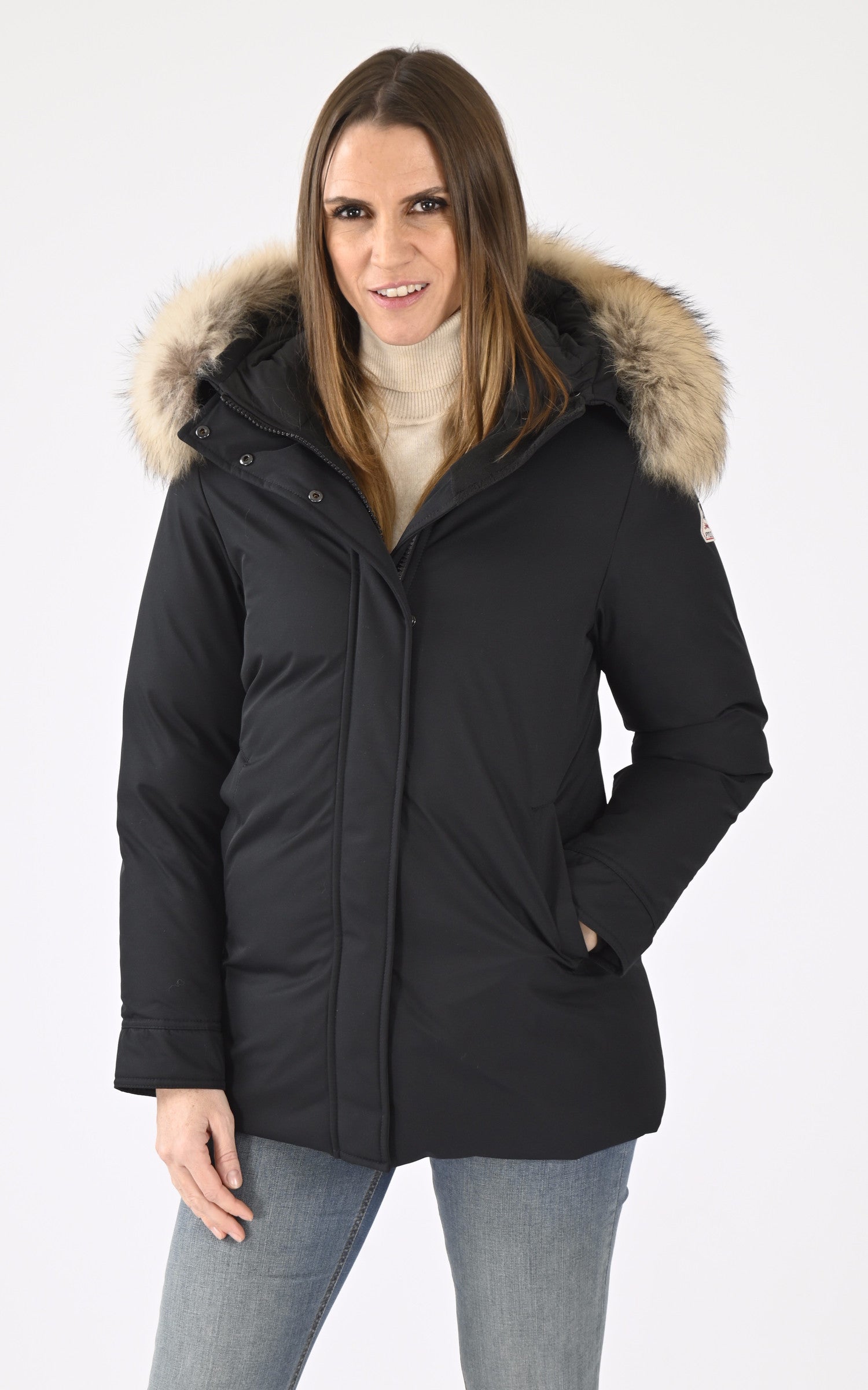 A "BORDEAUX FUR" Noir Pyrenex Ves Doudoune Femme opened photo 1