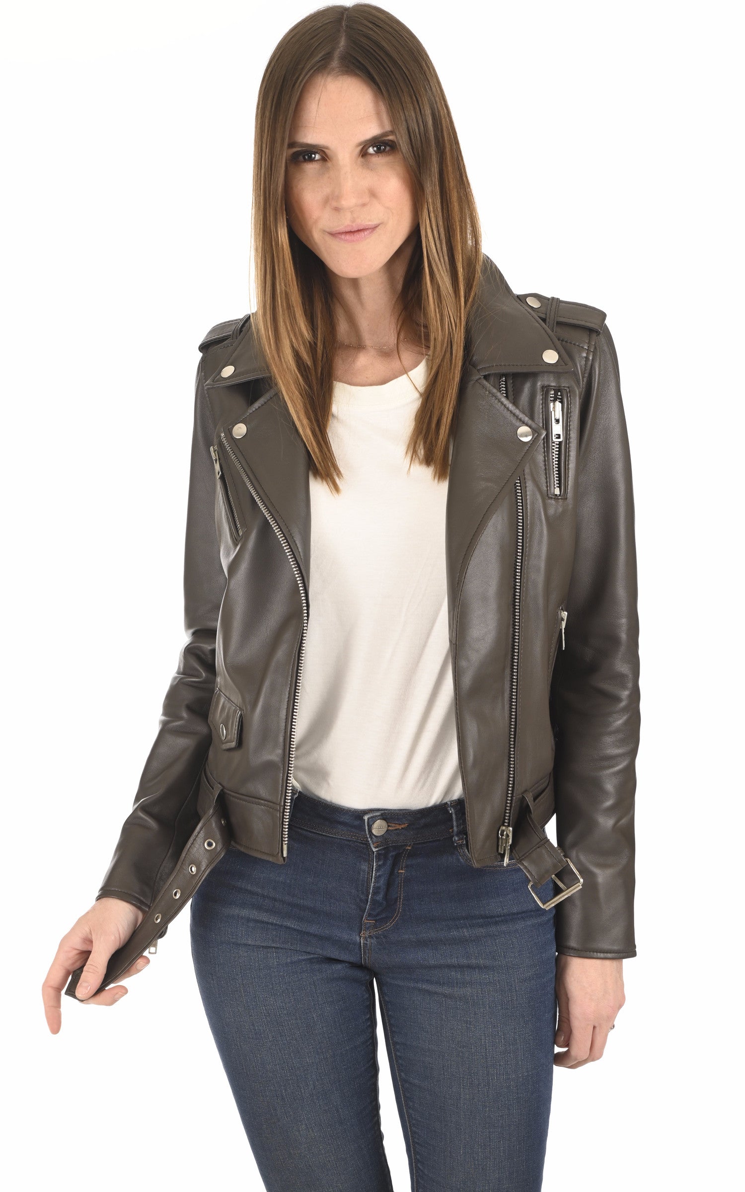 A "LIV" Marron Serge Pariente Blouson Femme closed photo