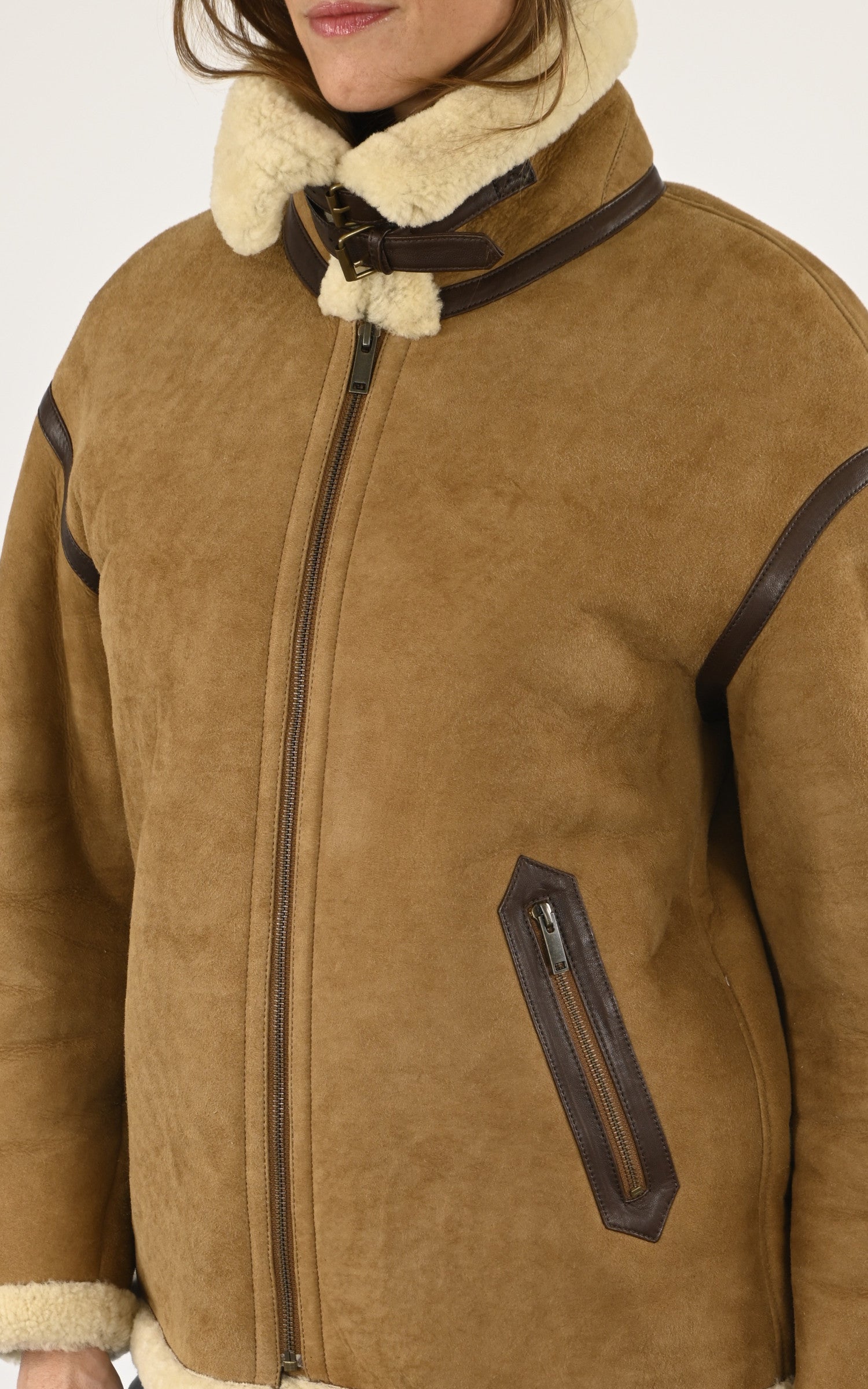 A "ELISA" Camel La Canadienne Veste Femme details photo