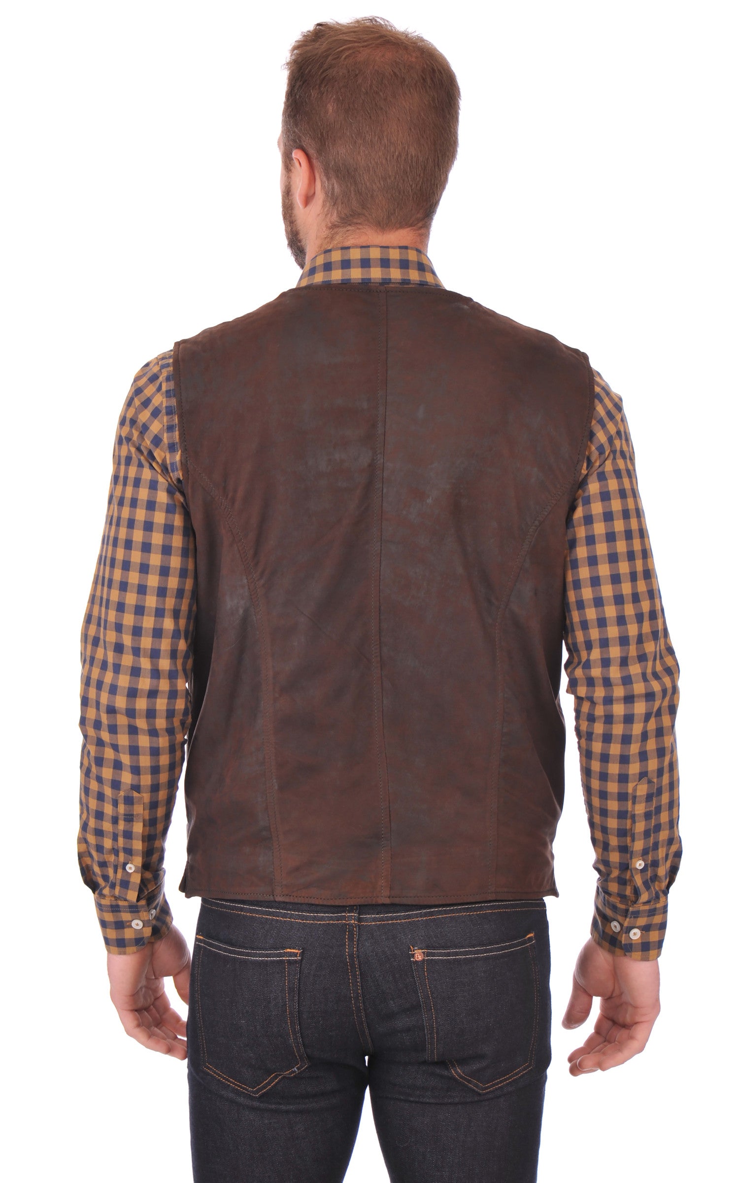 A "JEVER" Marron Maddox Gilet Homme back photo 3