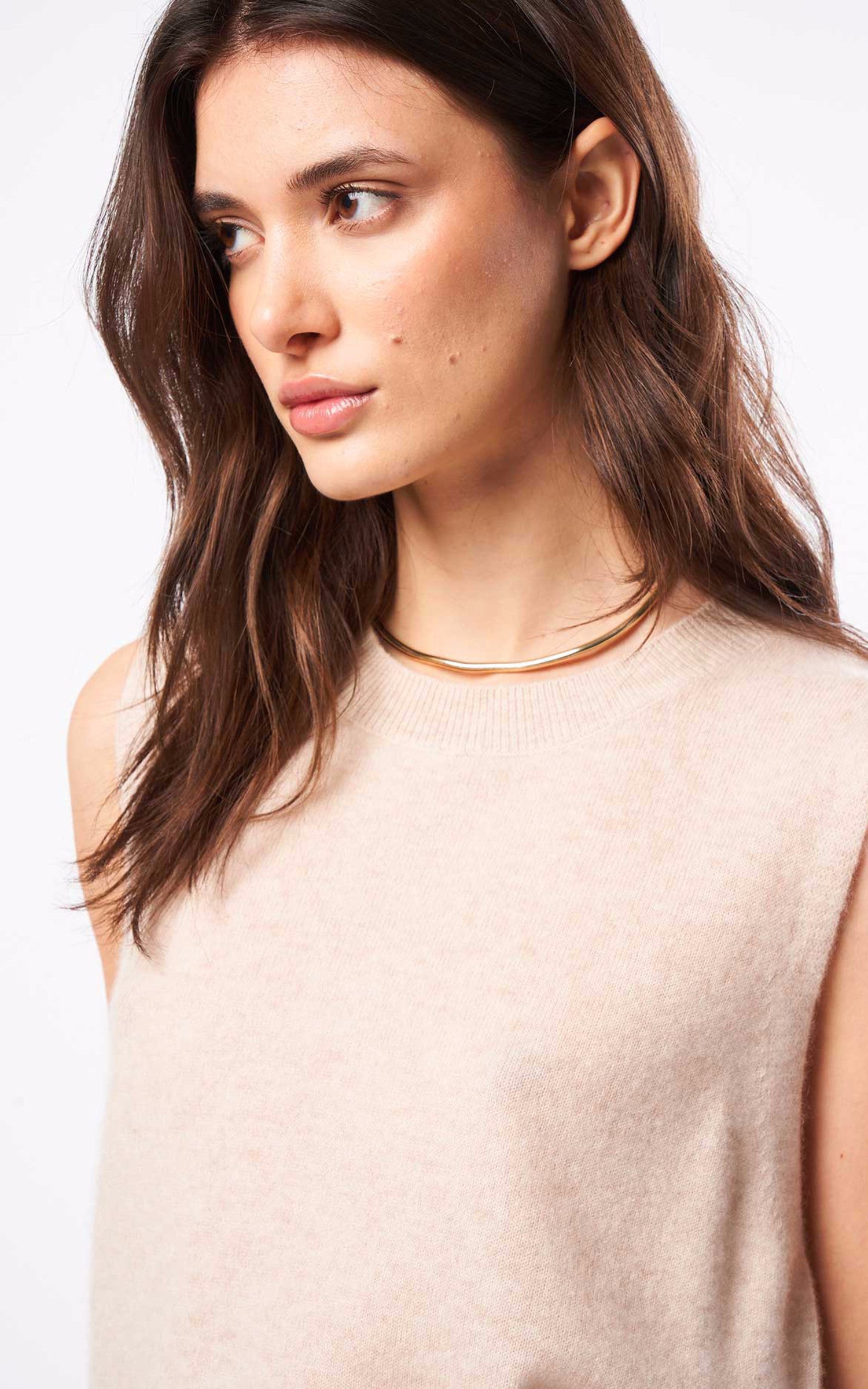 A "DONNA" Beige Les Tricots de Léa debardeur Femme back photo