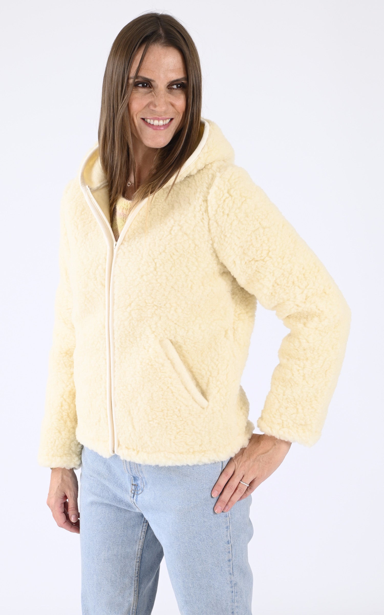 A "GLAB BIS" Blanc La Canadienne Veste Femme closed photo