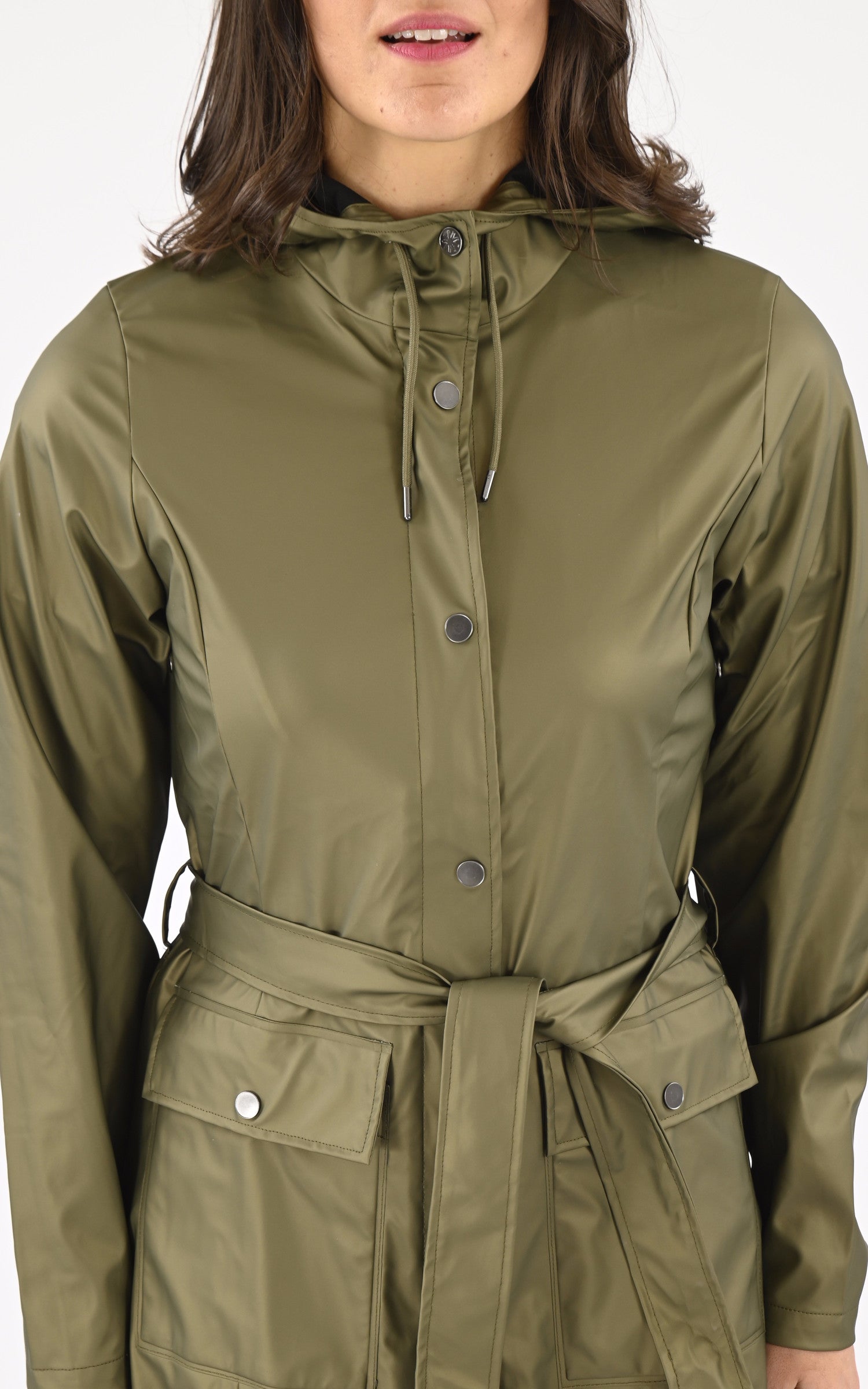 A "18130 CURVE JACKET" Kaki Rains 3/4 Femme details photo