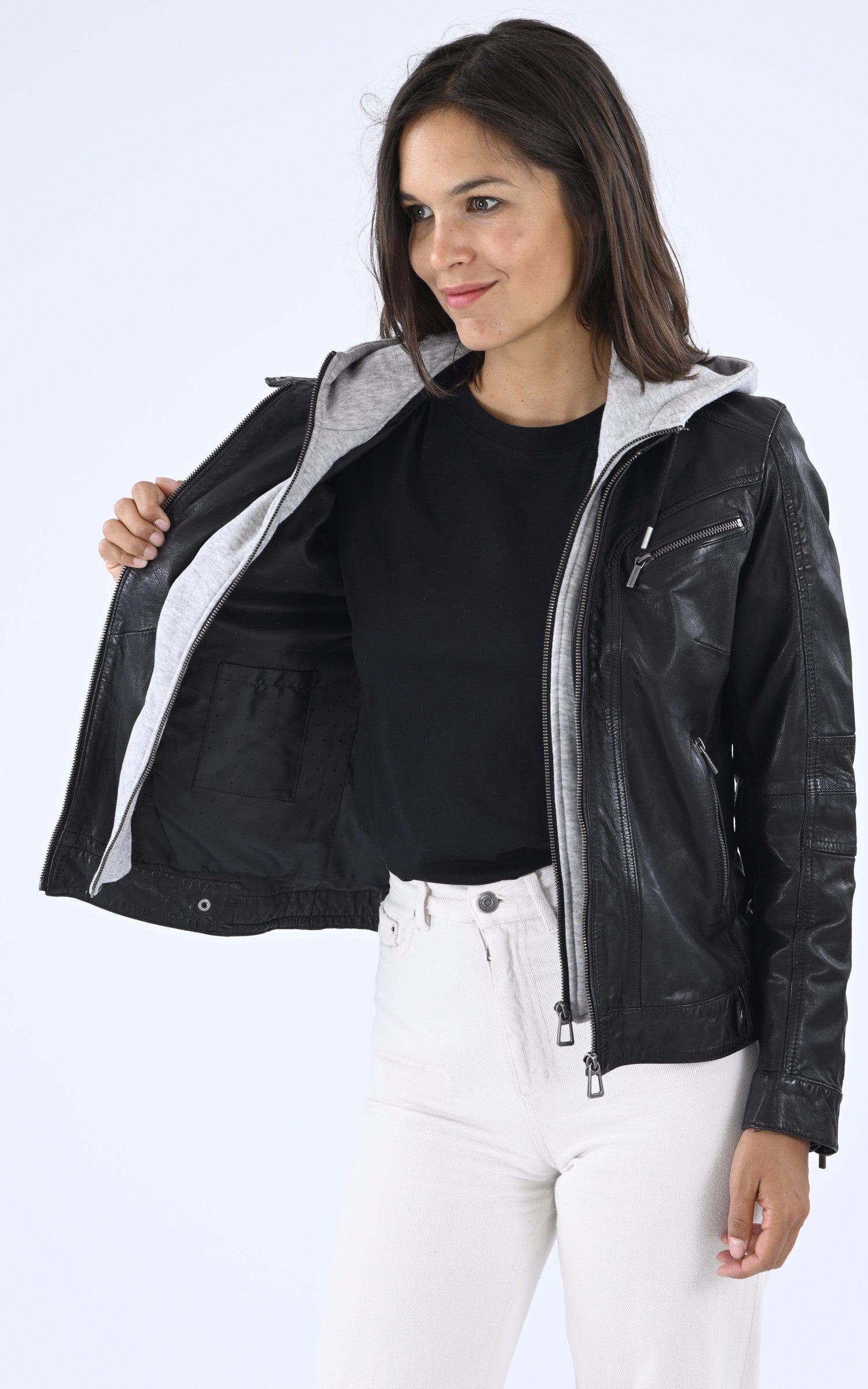 A "SILENE HOOD 102124" Noir Rose Garden Blouson Femme interior photo