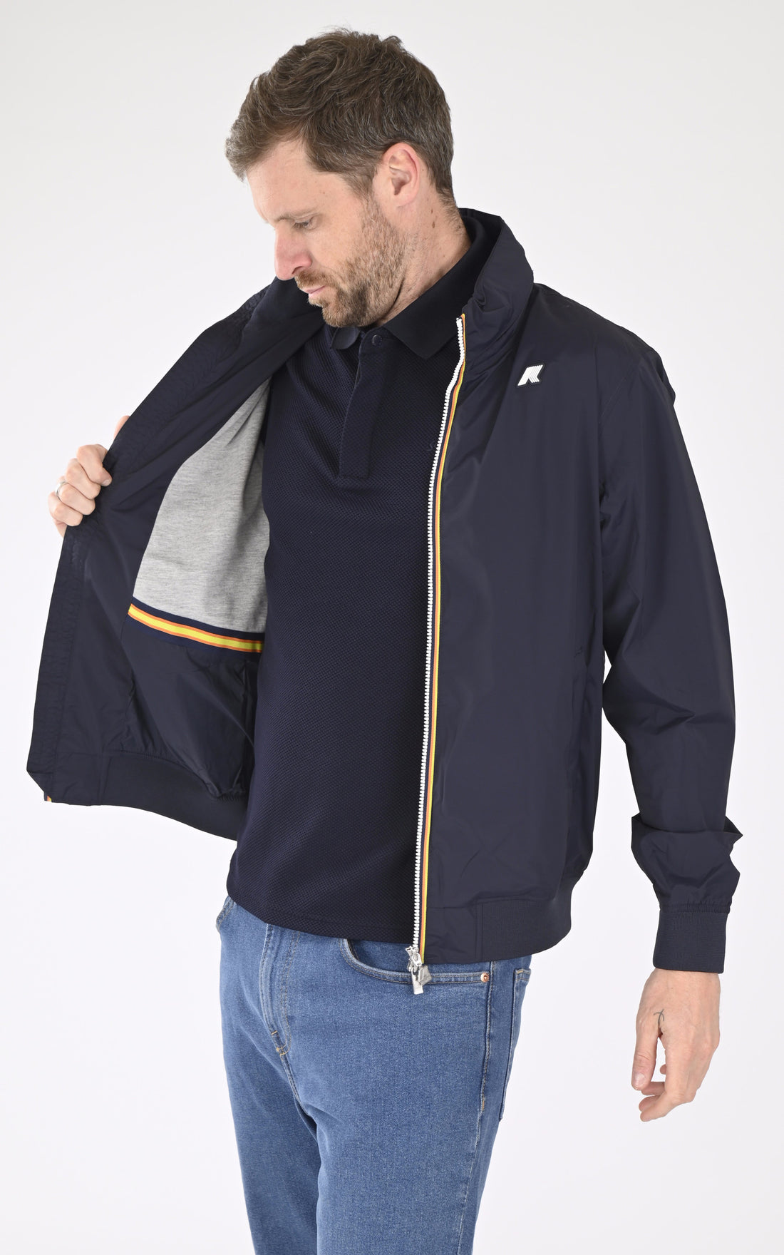 A "AMAURY STRETCH K3123VW" Bleu K-Way Blouson Homme opened photo