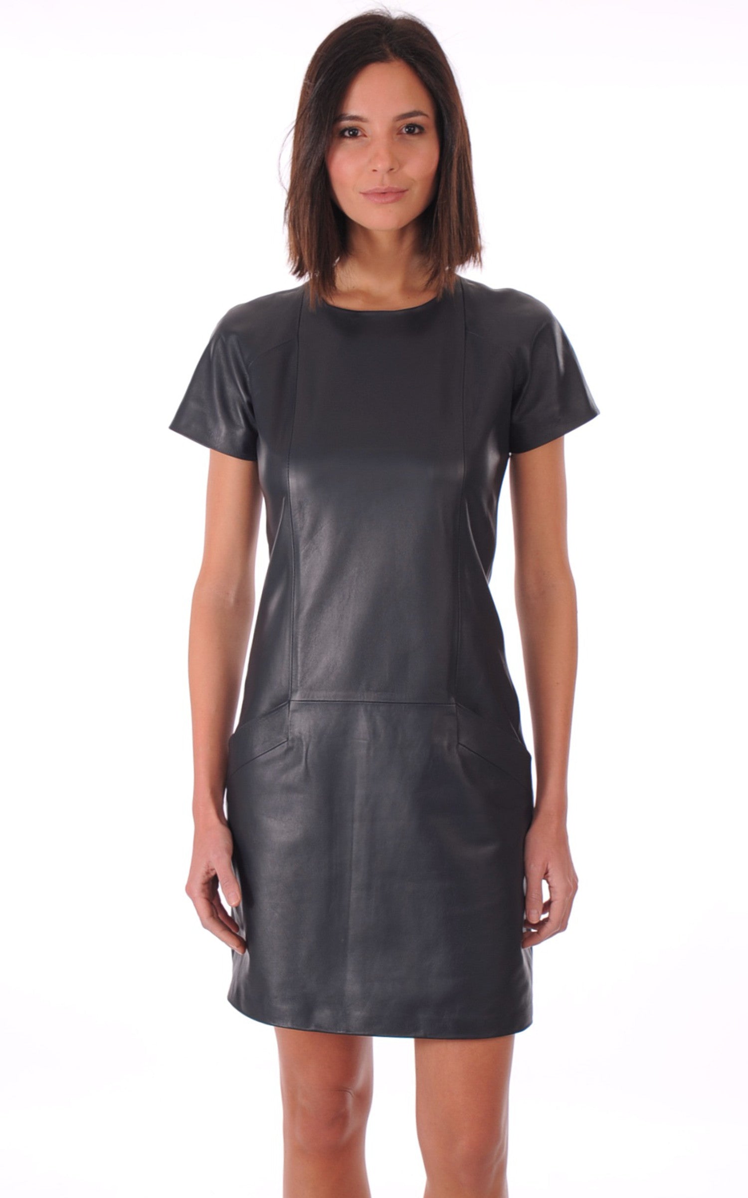 Robe cuir agneau bleu marine La Canadienne La Canadienne