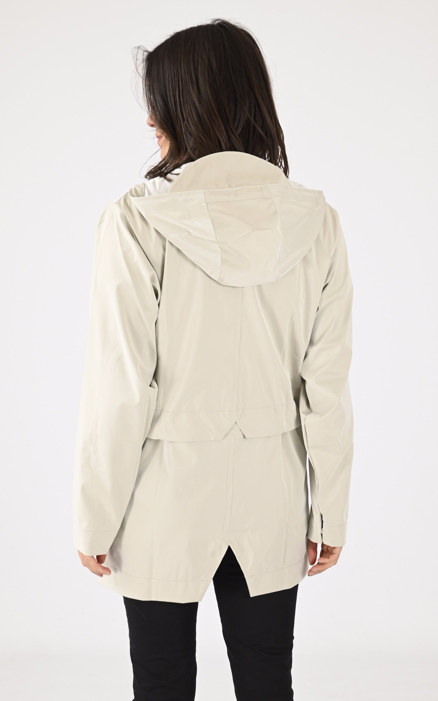 A "12110 BOLD LONG JACKET" Gris Clair Rains 3/4 Mixte back photo