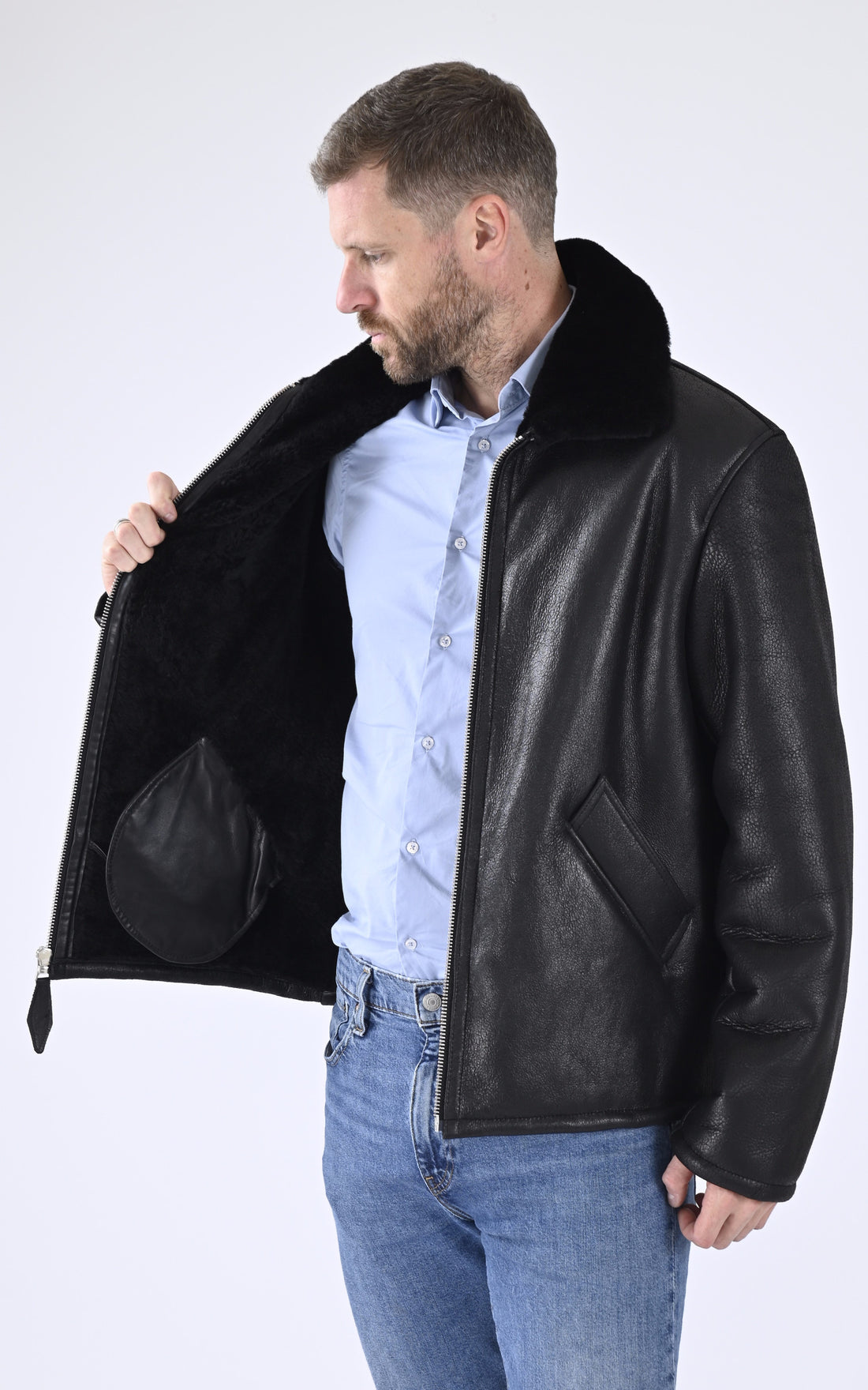 A "LC URBAN SHEEP" Noir Schott Bombardier Homme opened photo