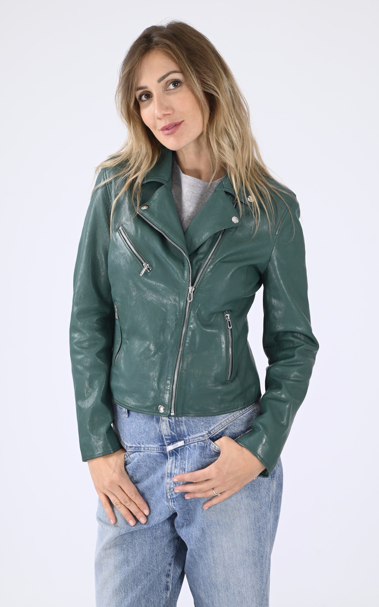 A "OLYMPE 101964" Vert Rose Garden Blouson Femme closed photo 2