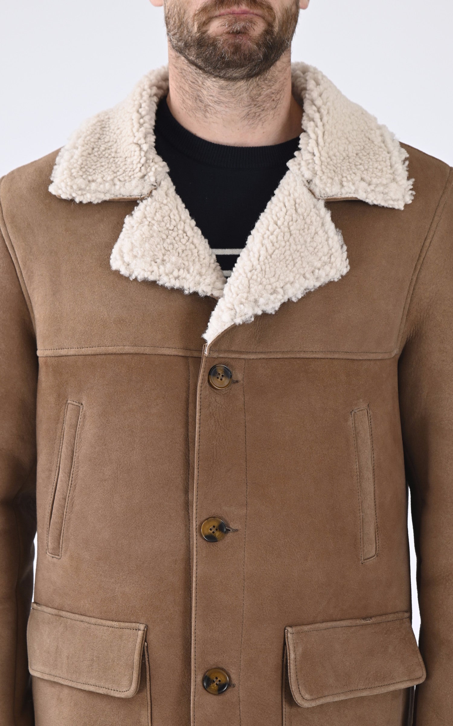 A "LC CABAN SHEEP" Camel Schott Veste Homme details photo