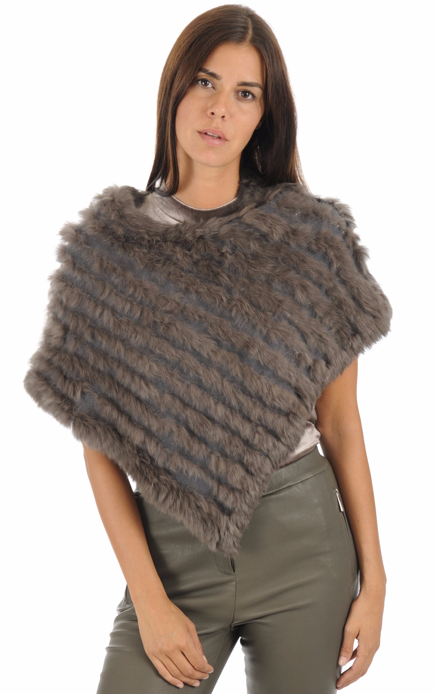 A "PONCHO" Gris La Canadienne Poncho Femme opened photo 1