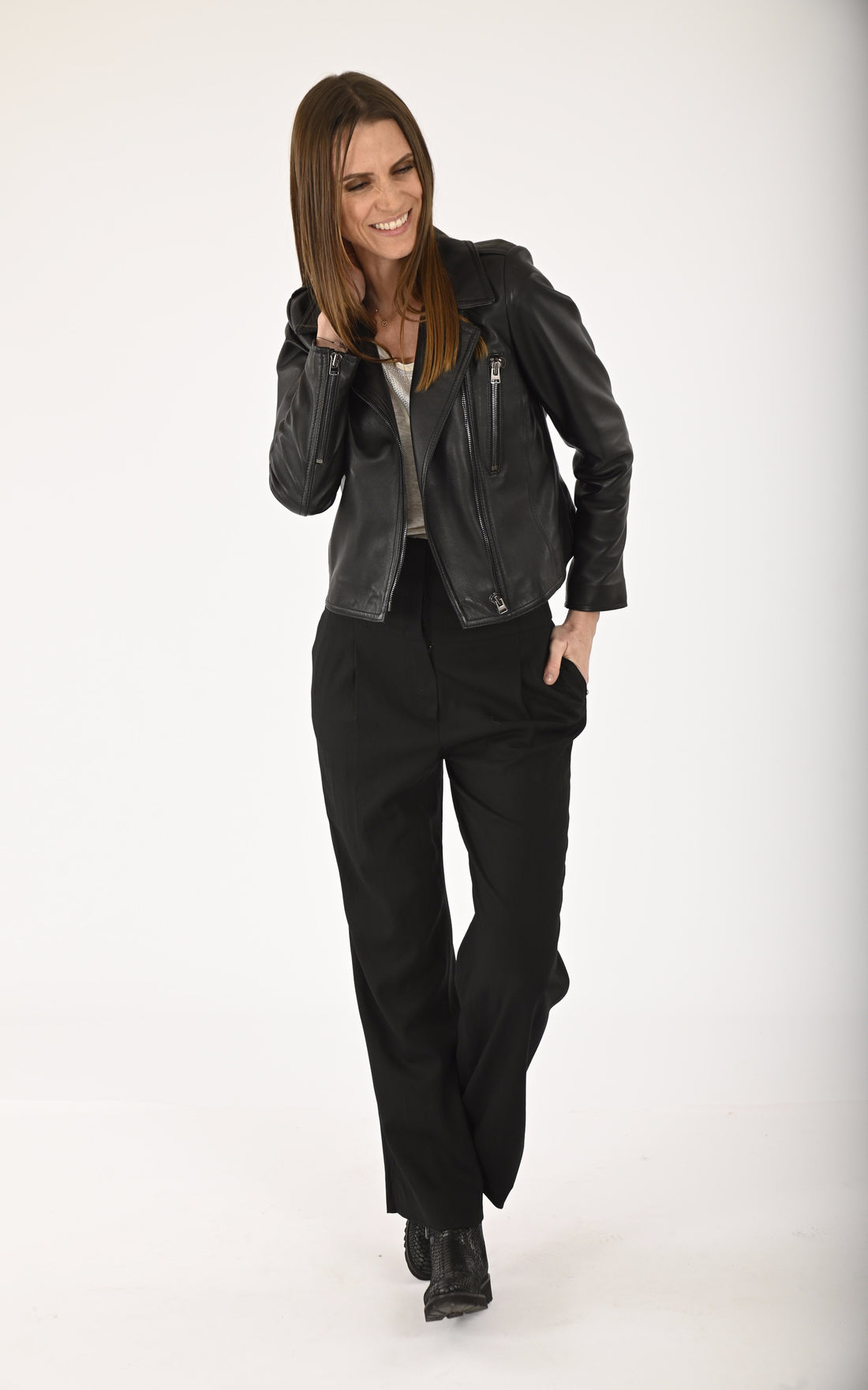 A "LESLA FF" Noir La Canadienne Blouson Femme opened photo