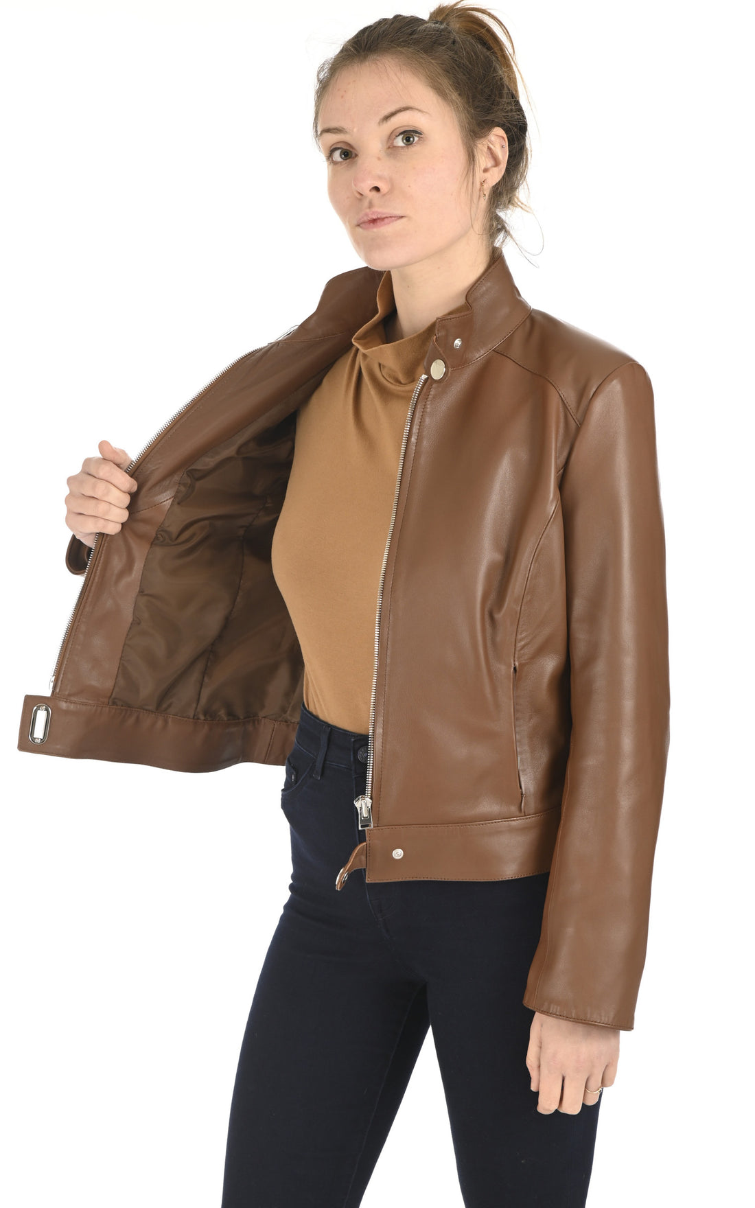 A "NINIS FF" Camel La Canadienne Blouson Femme opened photo