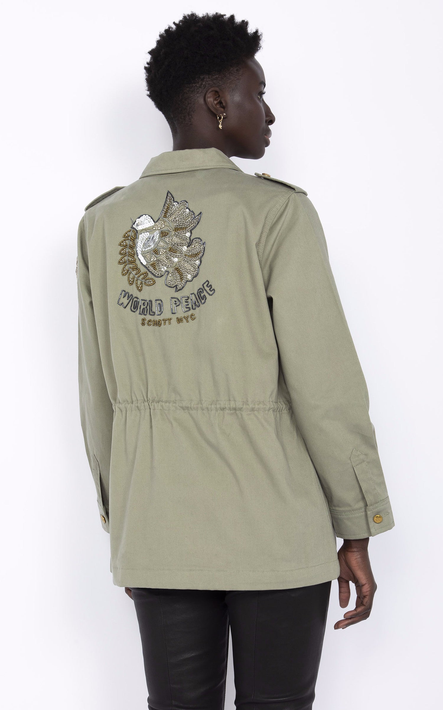 A "JKTBONNIEW" Vert Schott Veste Femme closed photo