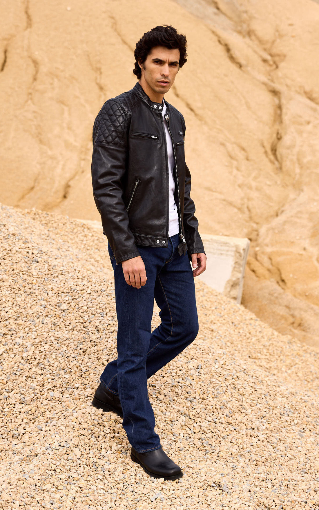 Blouson cuir agneau Cruise noir