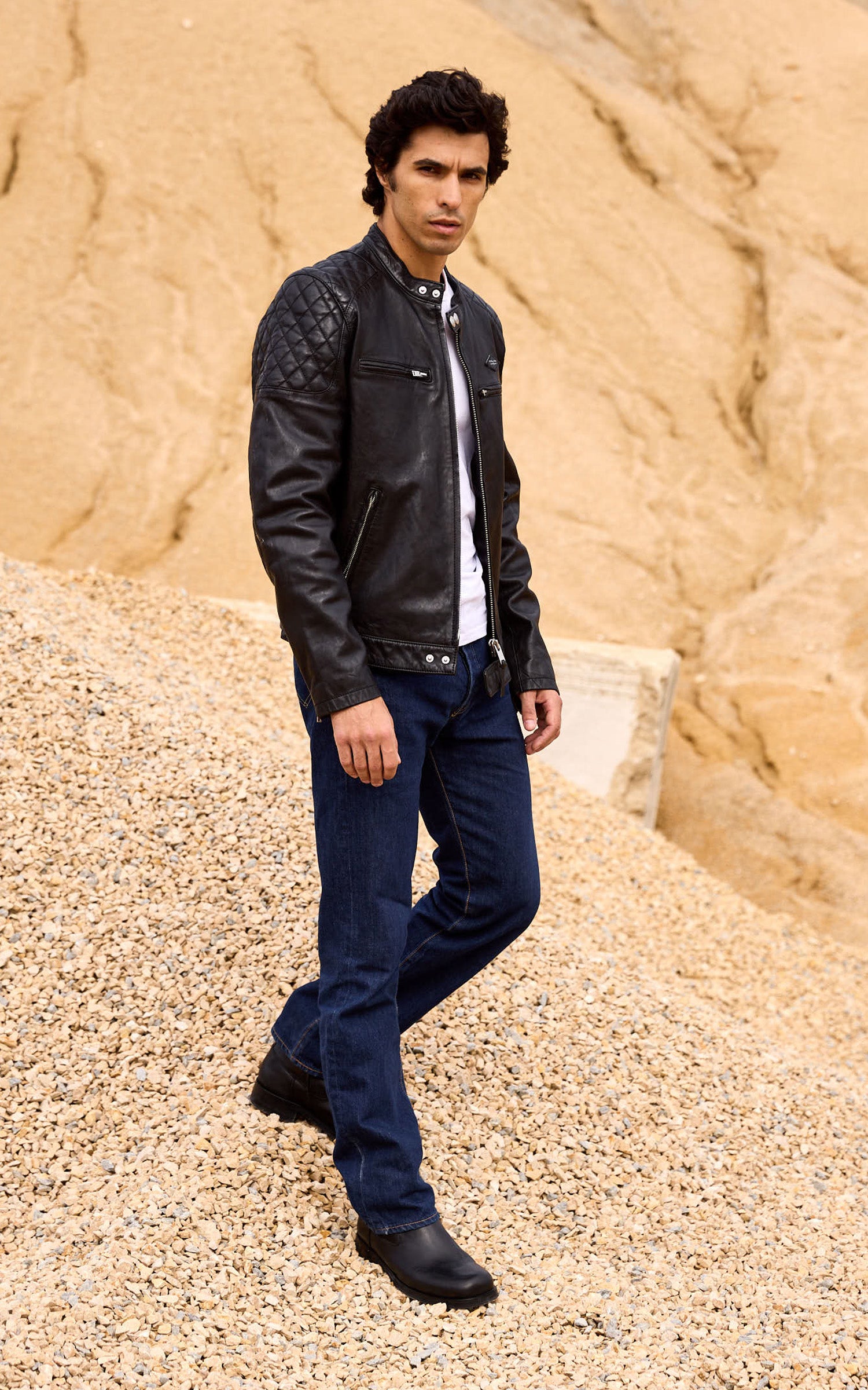 Blouson cuir agneau Cruise noir