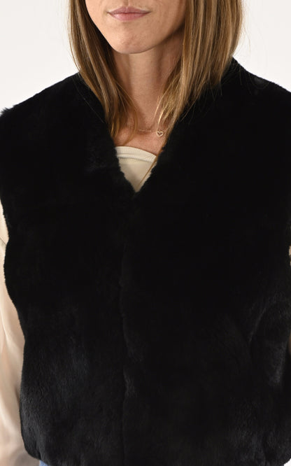A &quot;CELIE&quot; Noir La Canadienne Gilet Femme details photo