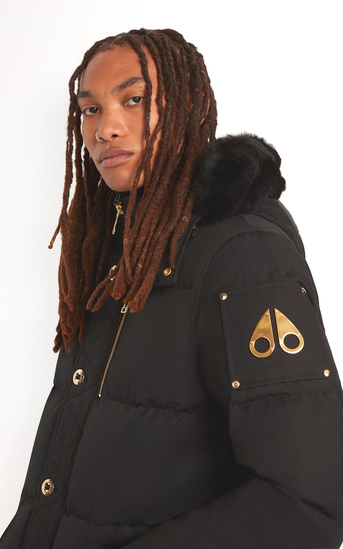 A &quot;GOLD 3Q JACKET M32MJ128GS&quot; Noir Moose Knuckles Ves Doudoune Homme back photo