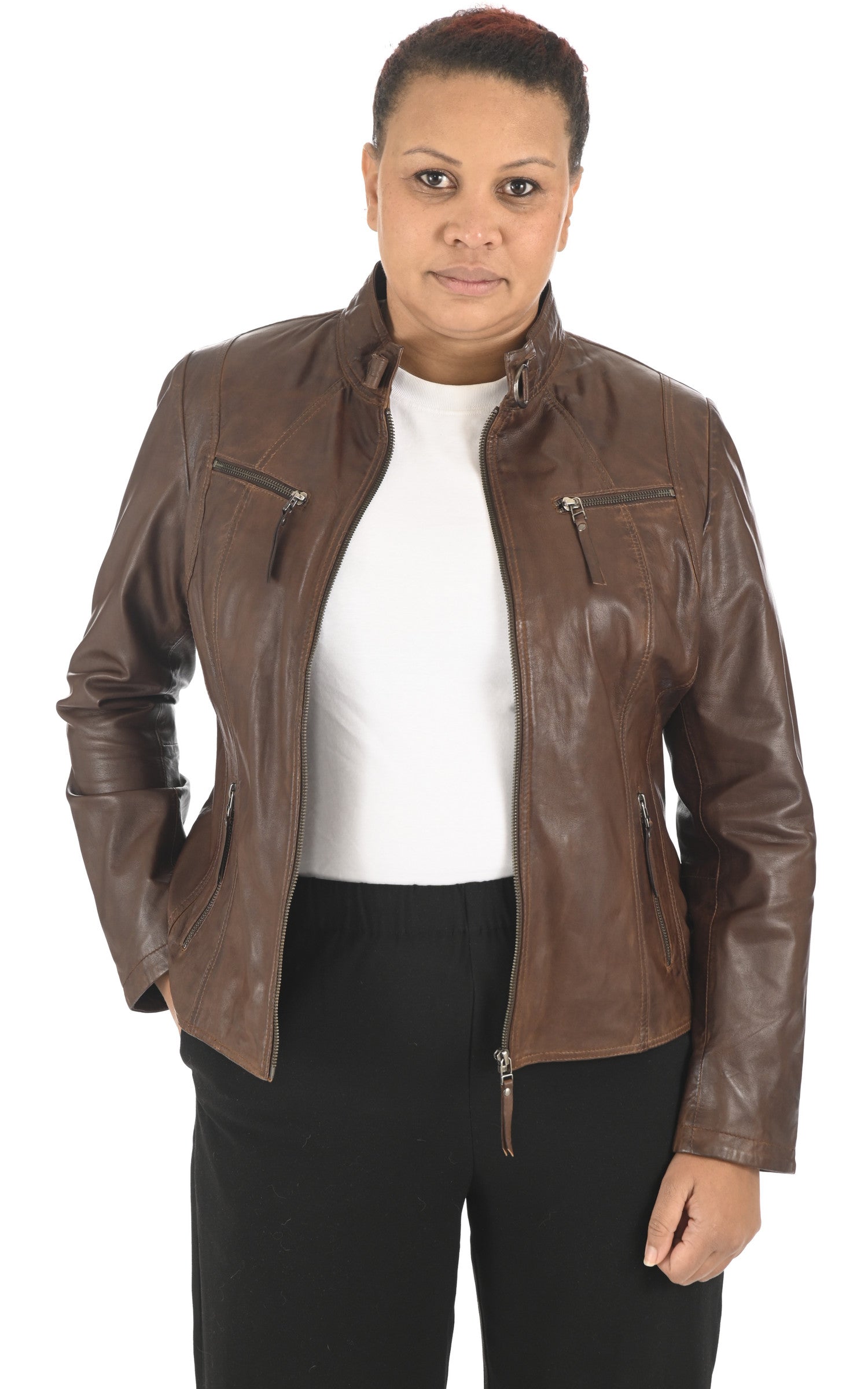 A &quot;PP100&quot; Marron La Canadienne Blouson Femme opened photo