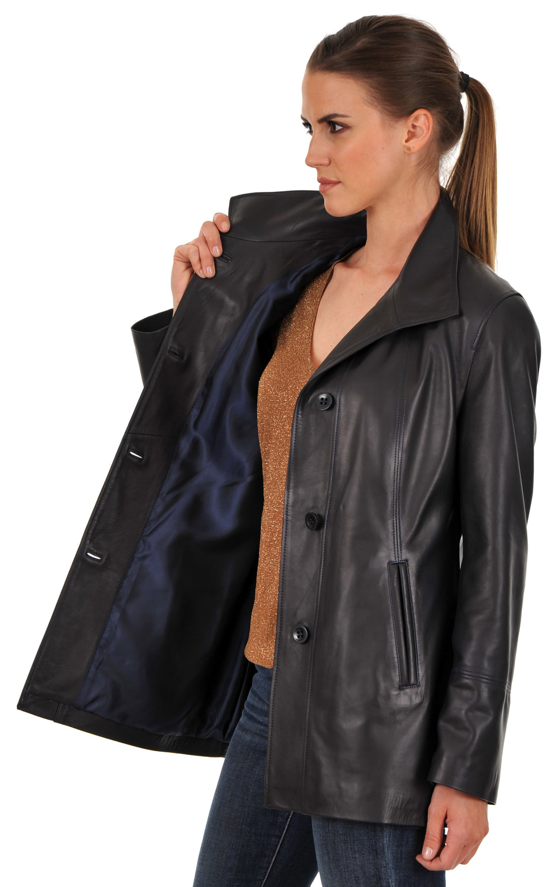 A &quot;GLORIA&quot; Bleu La Canadienne Veste Femme opened photo