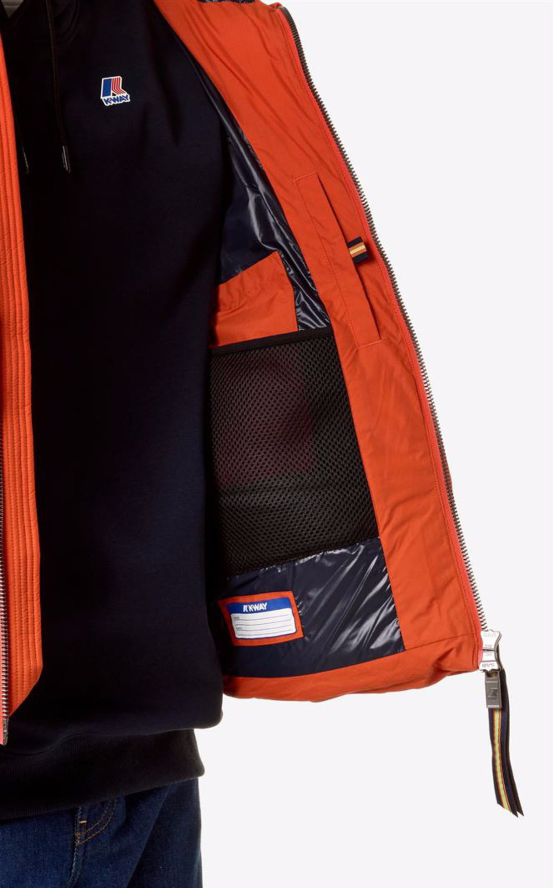 A &quot;HUGOL THERMO K4127GW&quot; Orange K-Way Bl Doudoune Homme opened photo