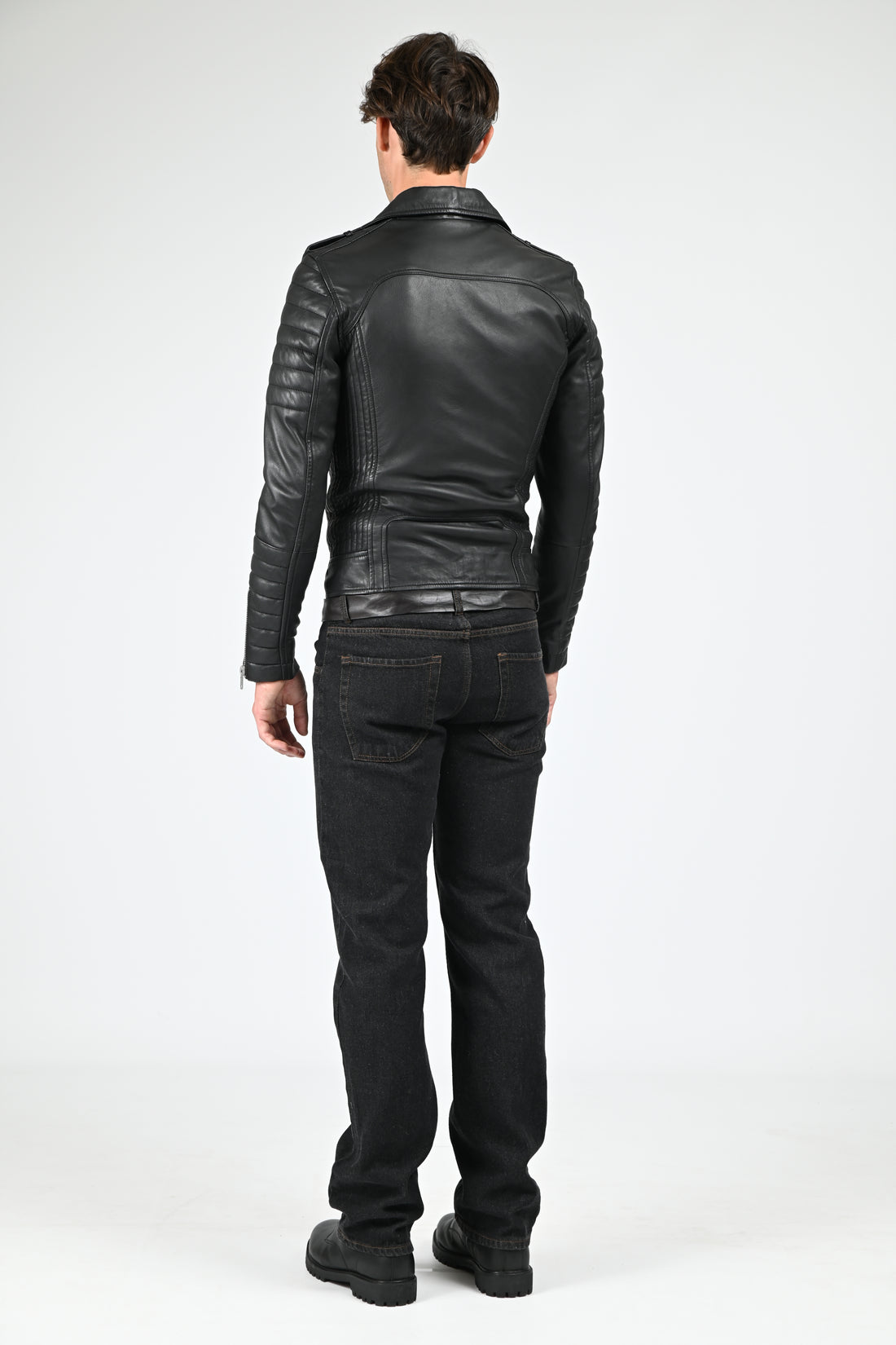 Perfecto Cuir Homme Serge pariente, modèle Hipster de couleur noir