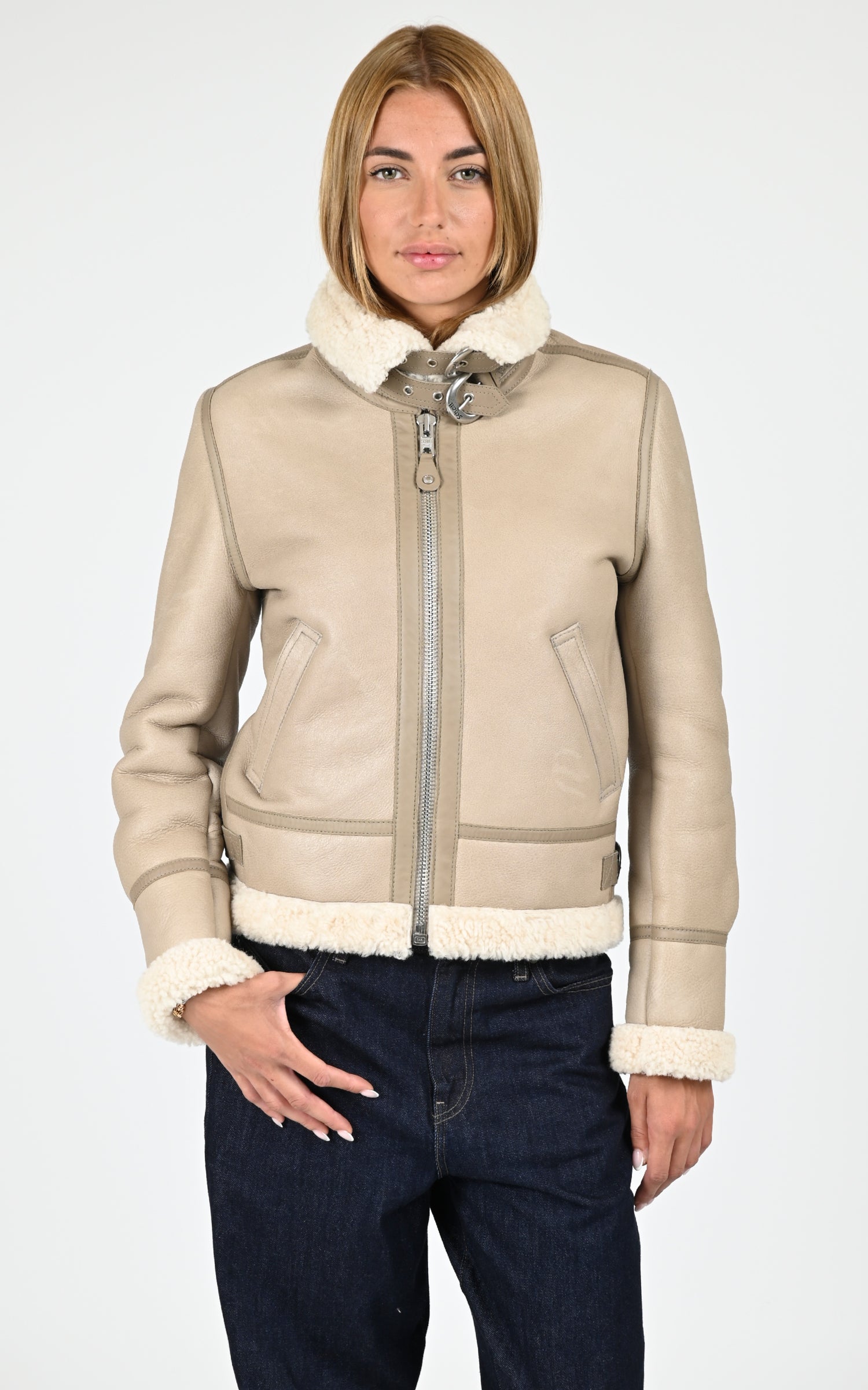 Bombardier cuir mouton LCW1257 beige 1