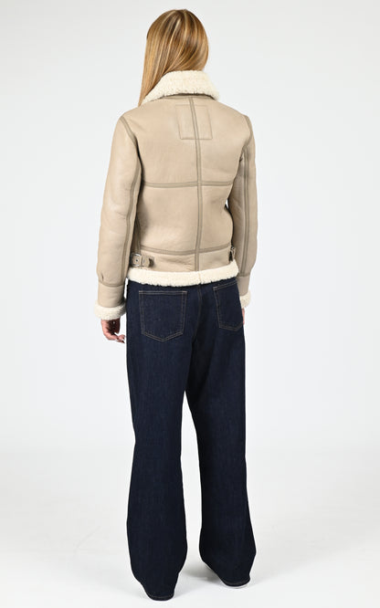 Bombardier cuir mouton LCW1257 beige
