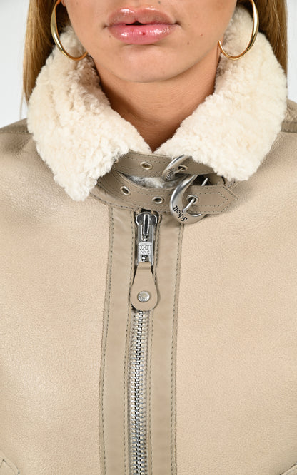 Bombardier cuir mouton LCW1257 beige