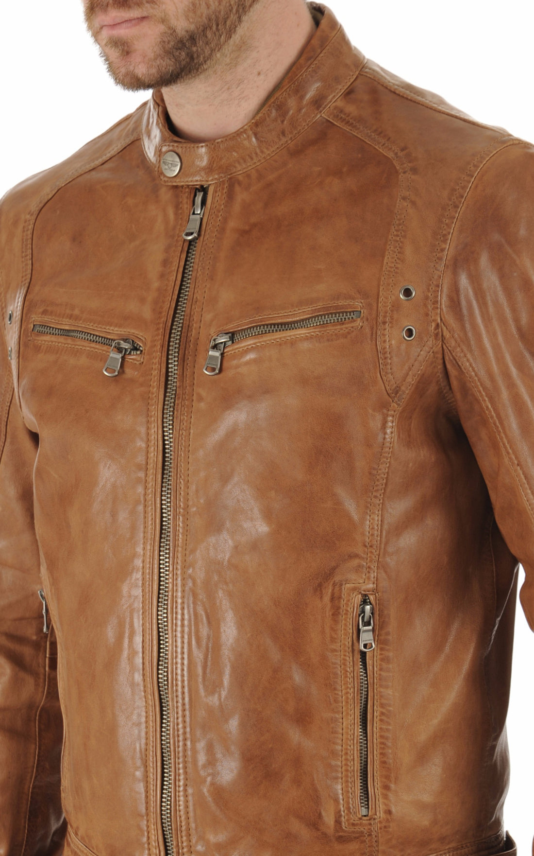 A &quot;DUSTIN 100233&quot; Cognac Daytona 73 Blouson Homme opened photo