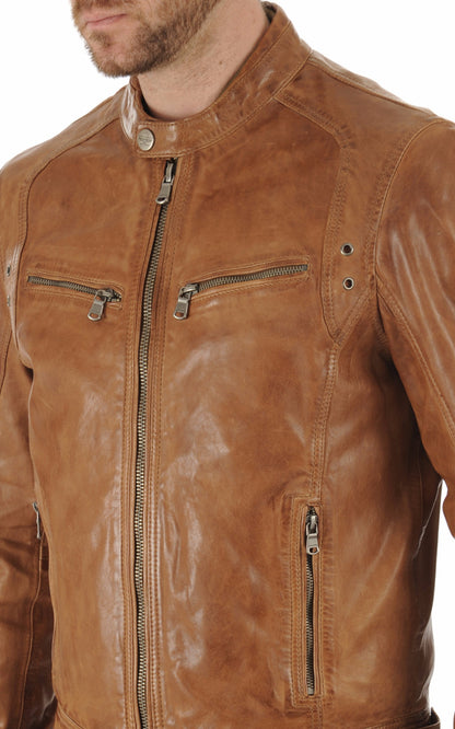 A &quot;DUSTIN 100233&quot; Cognac Daytona 73 Blouson Homme details photo