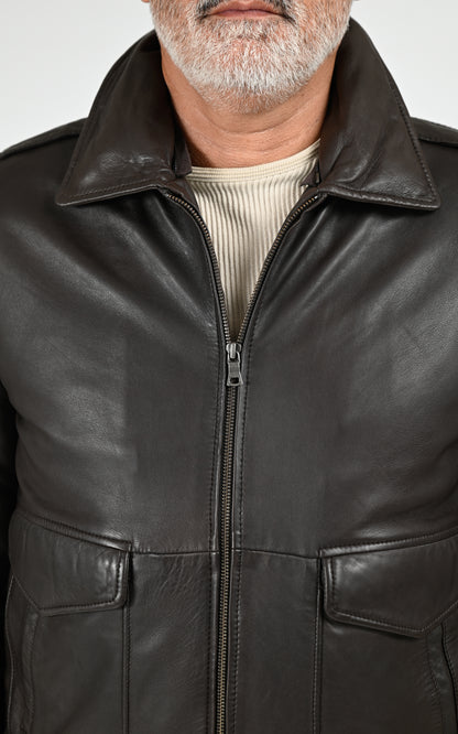 Pilote cuir agneau marron