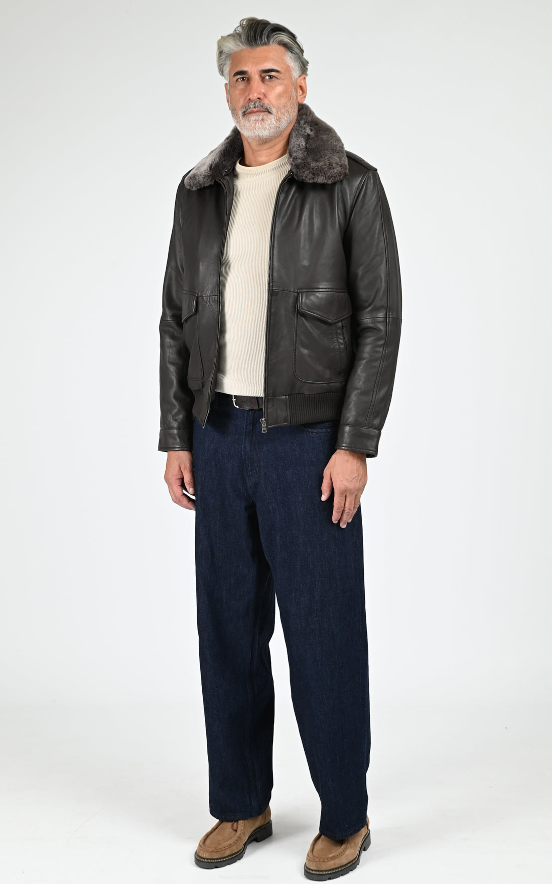 Pilote cuir agneau marron