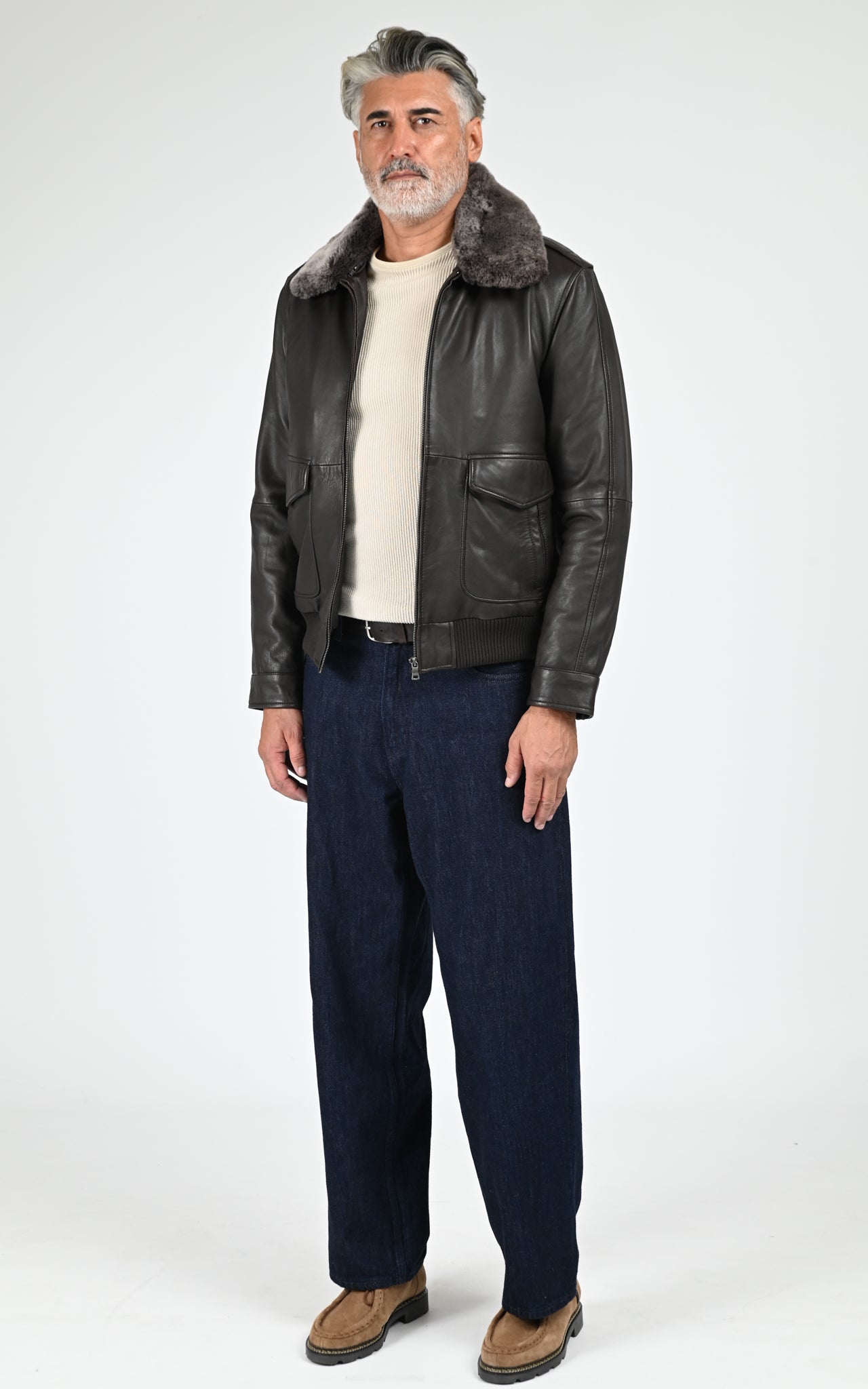 Pilote cuir agneau marron 2