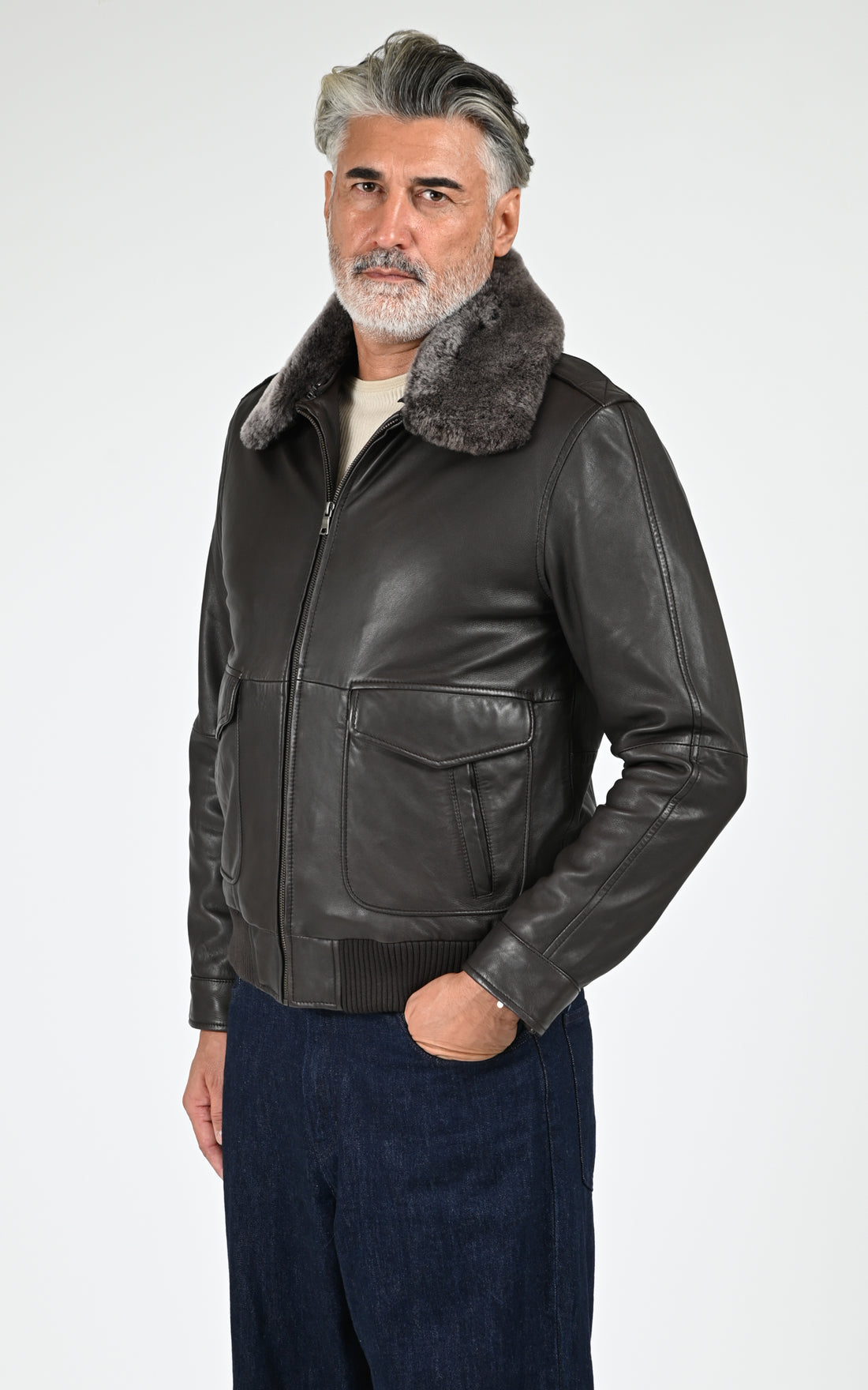Pilote cuir agneau marron