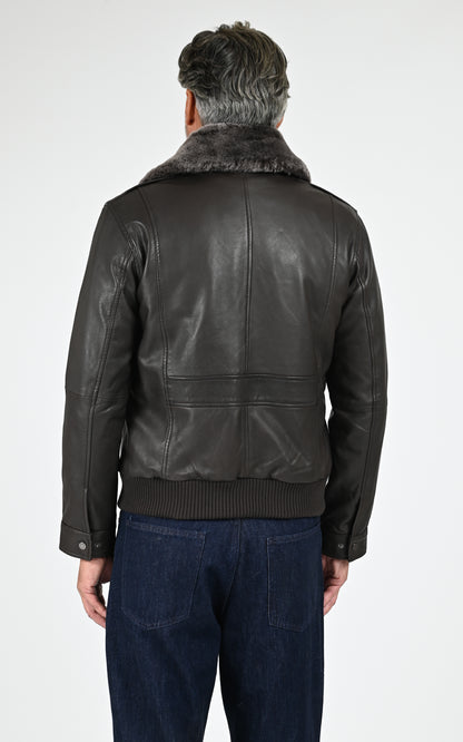 Pilote cuir agneau marron